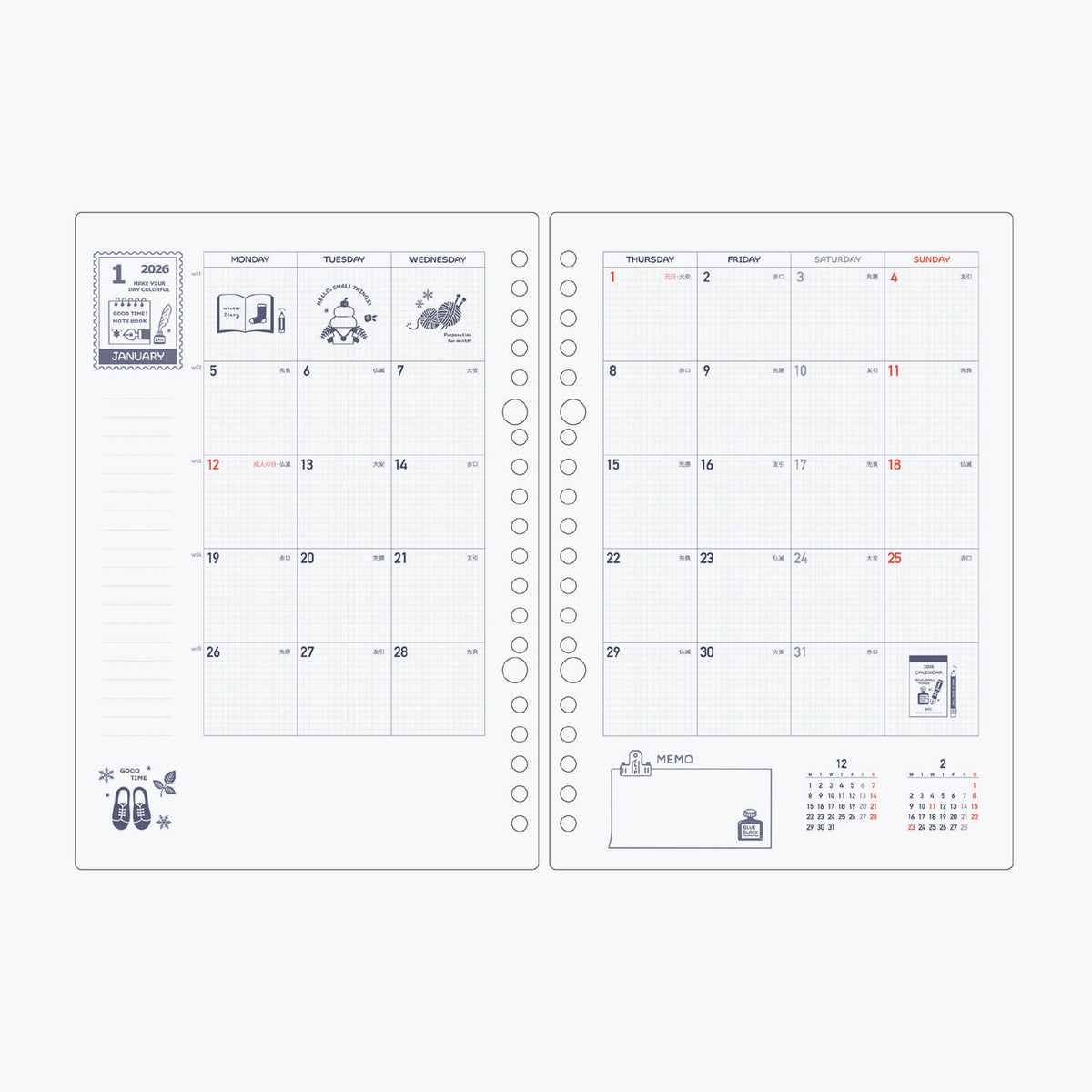 Kleid x Eric - 2026 Diary - Binder Refill - A5 - White