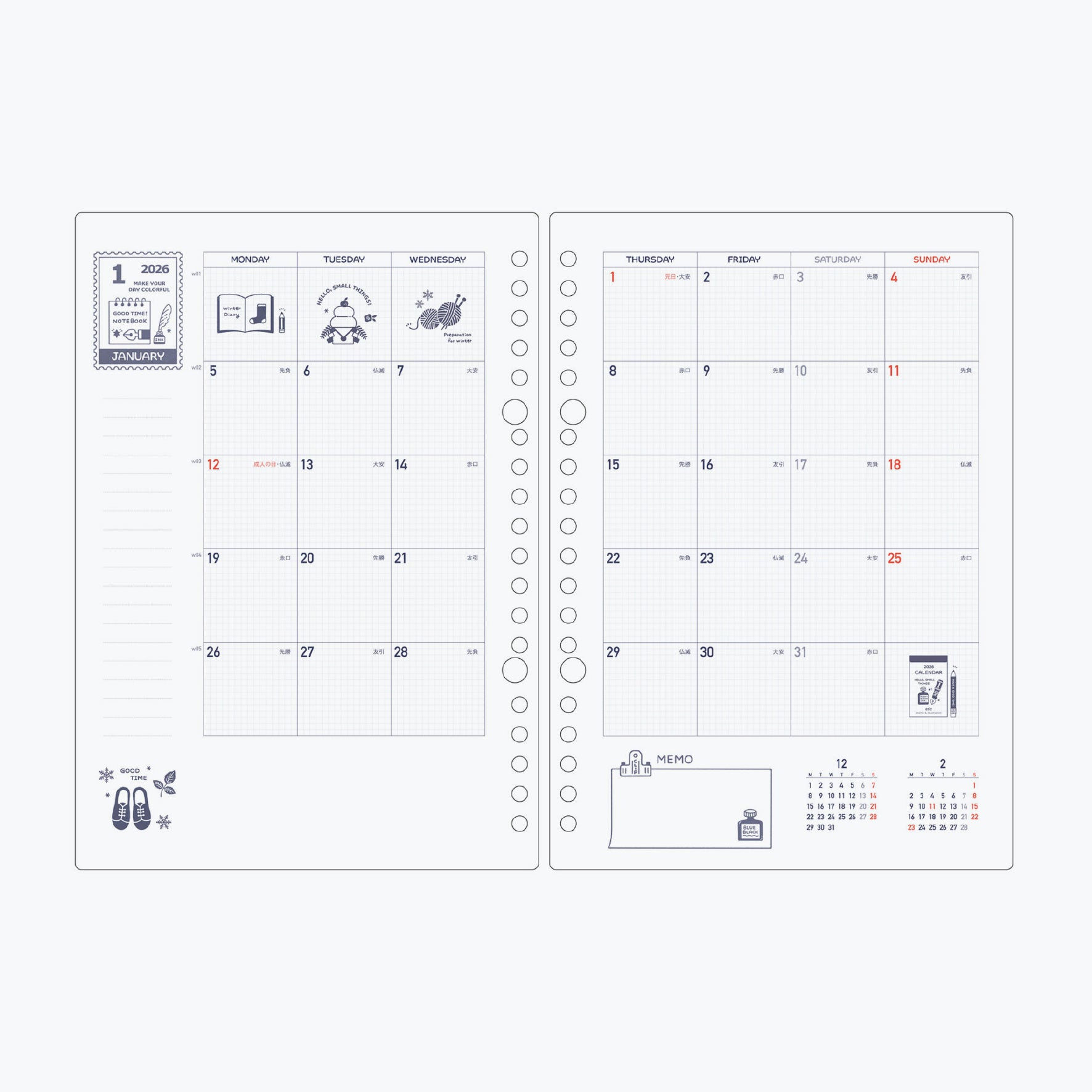 Kleid x Eric - 2026 Diary - Binder Refill - A5 - White