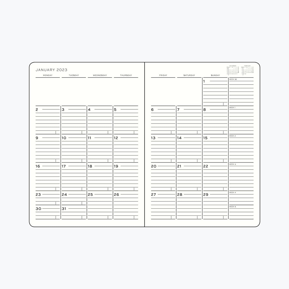 Leuchtturm1917 - 2025 Diary - Monthly Notebook - B5 - Port Red