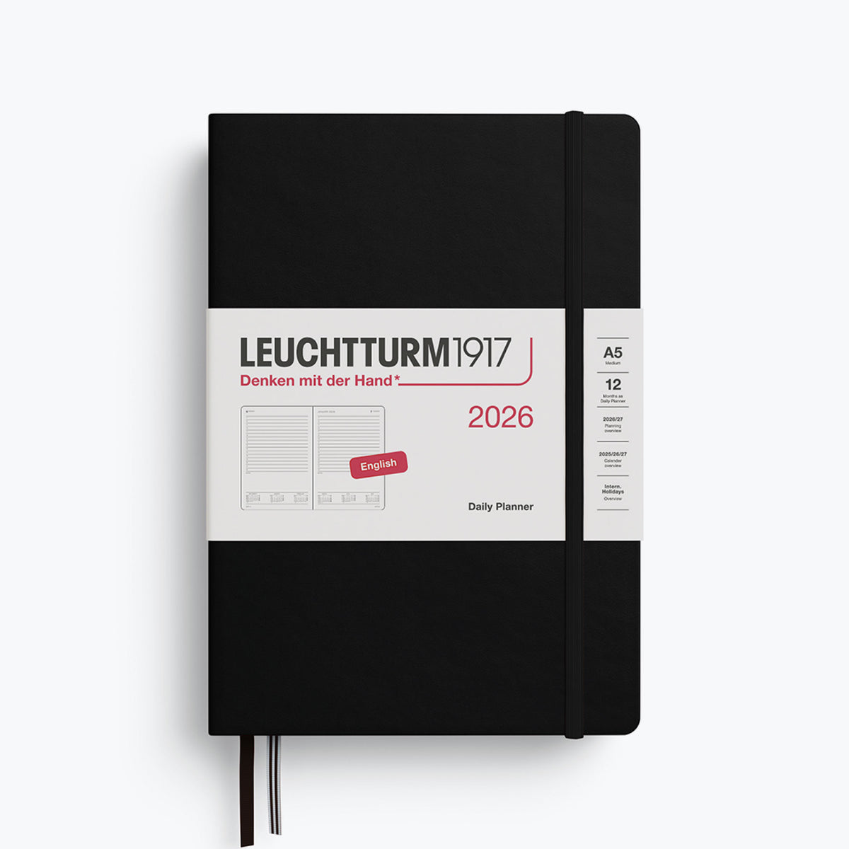 Leuchtturm1917 - 2026 Diary - Daily Planner - A5 - Black