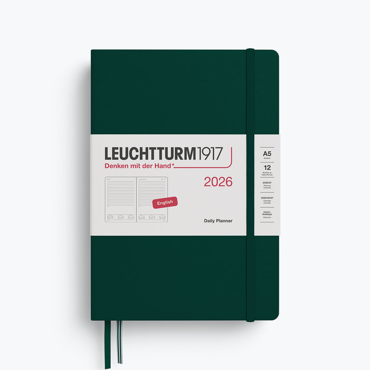 Leuchtturm1917 - 2026 Diary - Daily Planner - A5 - Forest Green