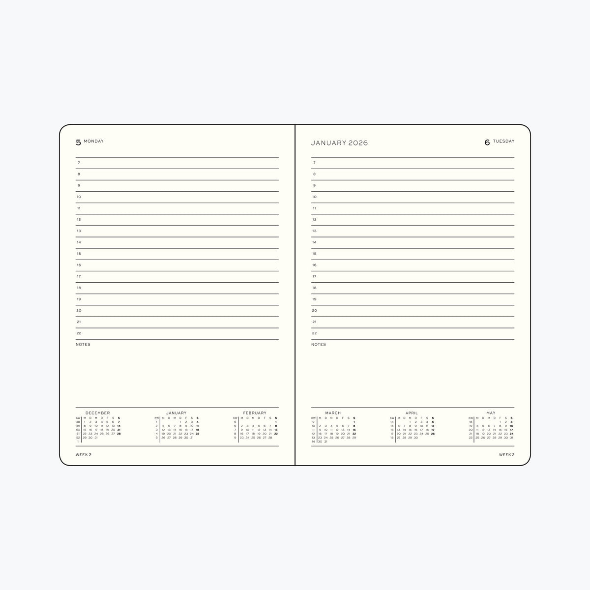 Leuchtturm1917 - 2026 Diary - Daily Planner - A5 - Ink