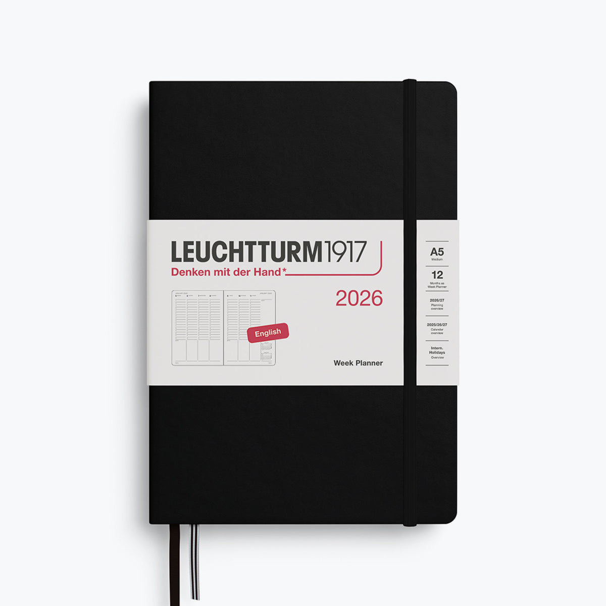 Leuchtturm1917 - 2026 Diary - Week Planner - A5 - Black