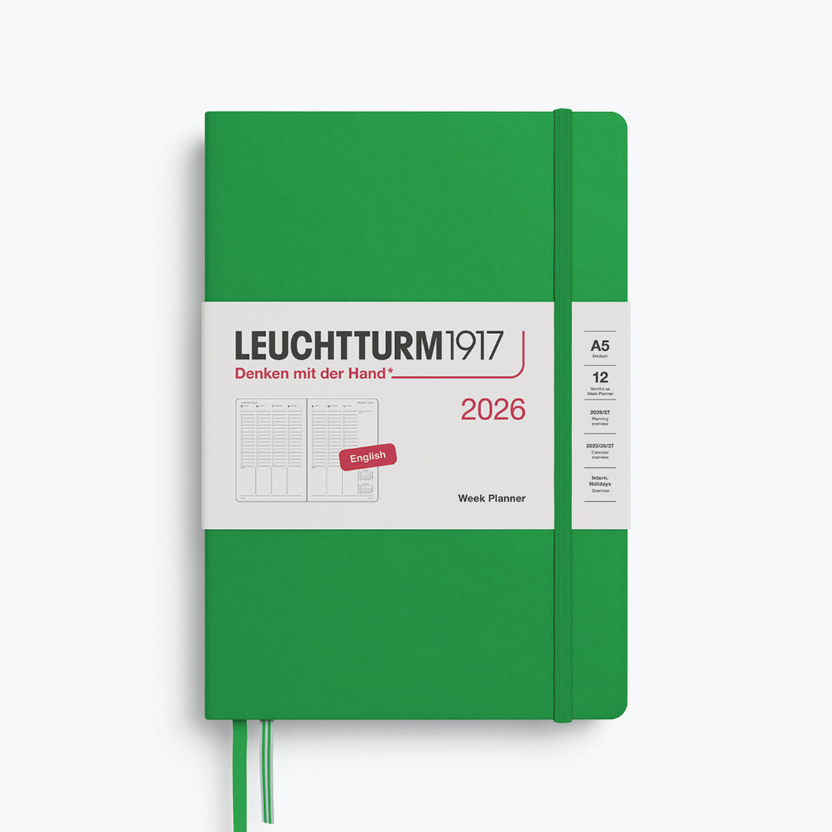 Leuchtturm1917 - 2026 Diary - Week Planner - A5 - Spring Leaf