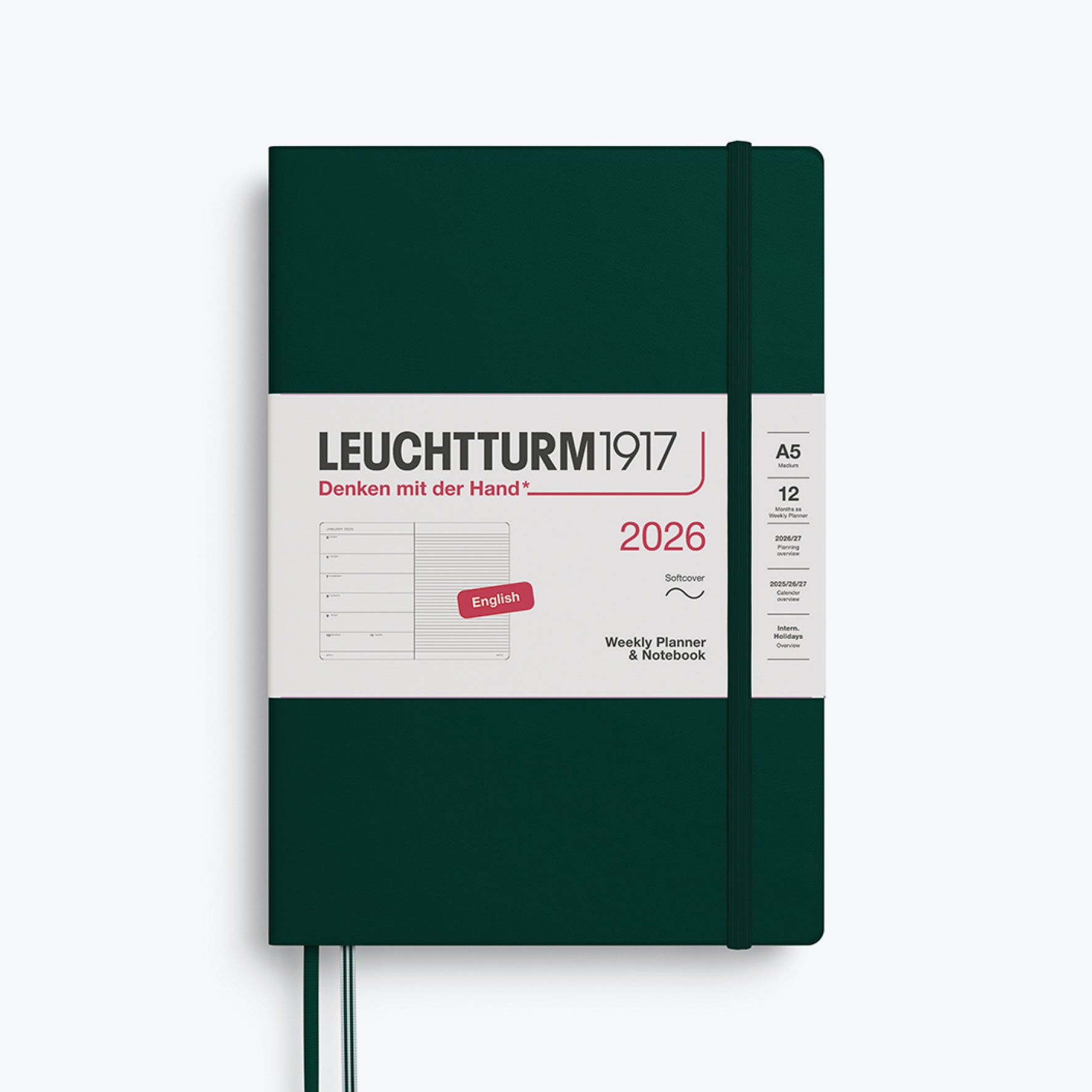 Leuchtturm1917 - 2026 Diary - Weekly Notebook - A5 - Forest Green (Soft)