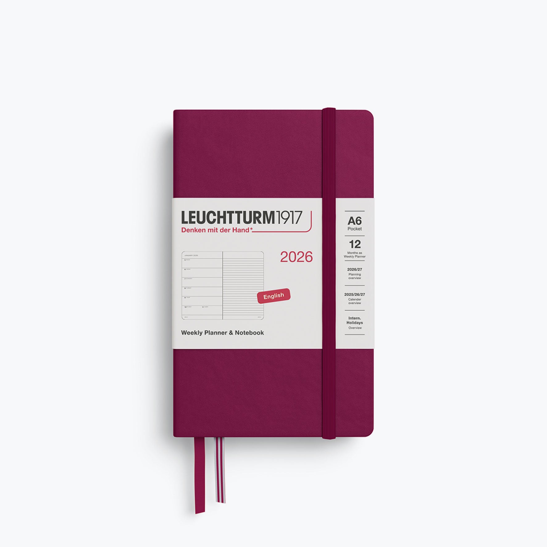 Leuchtturm1917 - 2026 Diary - Weekly Notebook - A6 - Port Red (Hard)