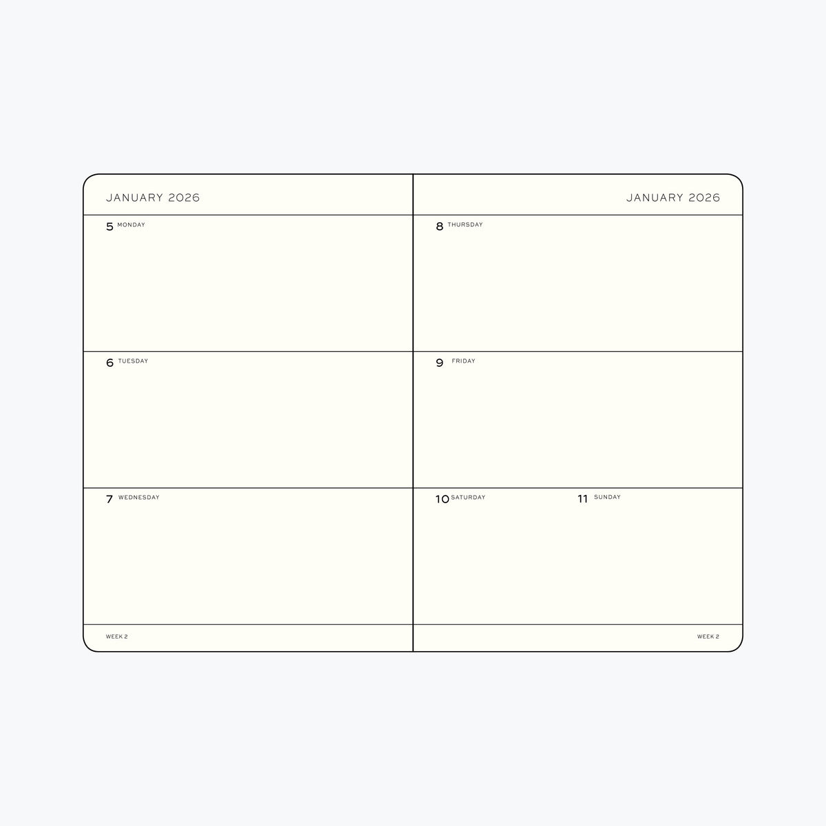 Leuchtturm1917 - 2026 Diary - Weekly Planner - A6 - Ink (Soft)