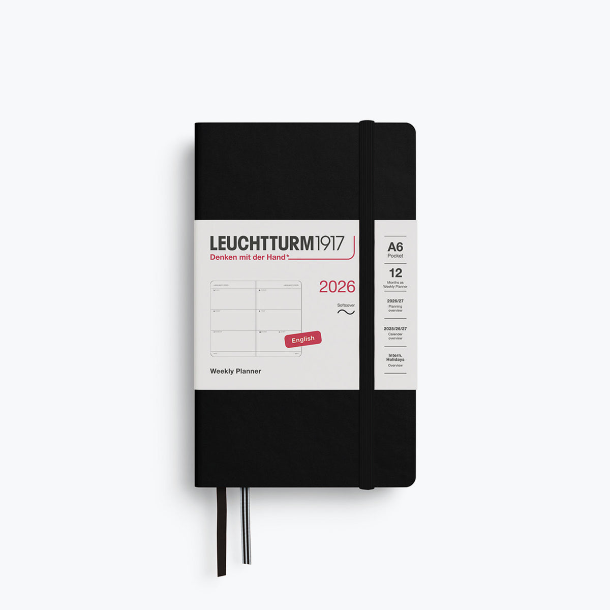 Leuchtturm1917 - 2026 Diary - Weekly Planner - A6 - Black (Soft)