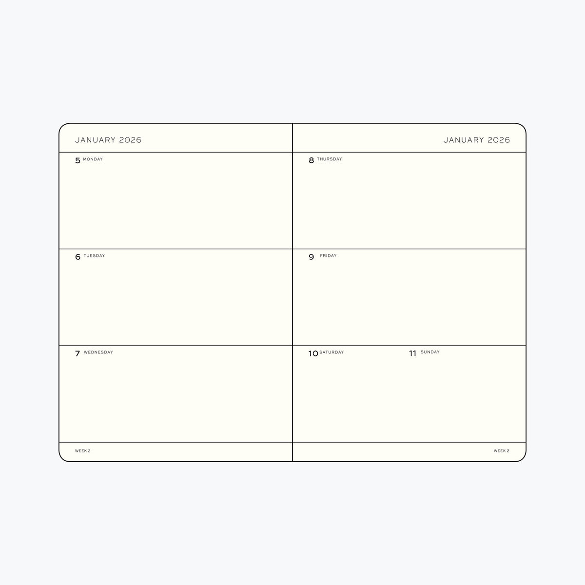 Leuchtturm1917 - 2026 Diary - Weekly Planner - A6 - Black (Soft)