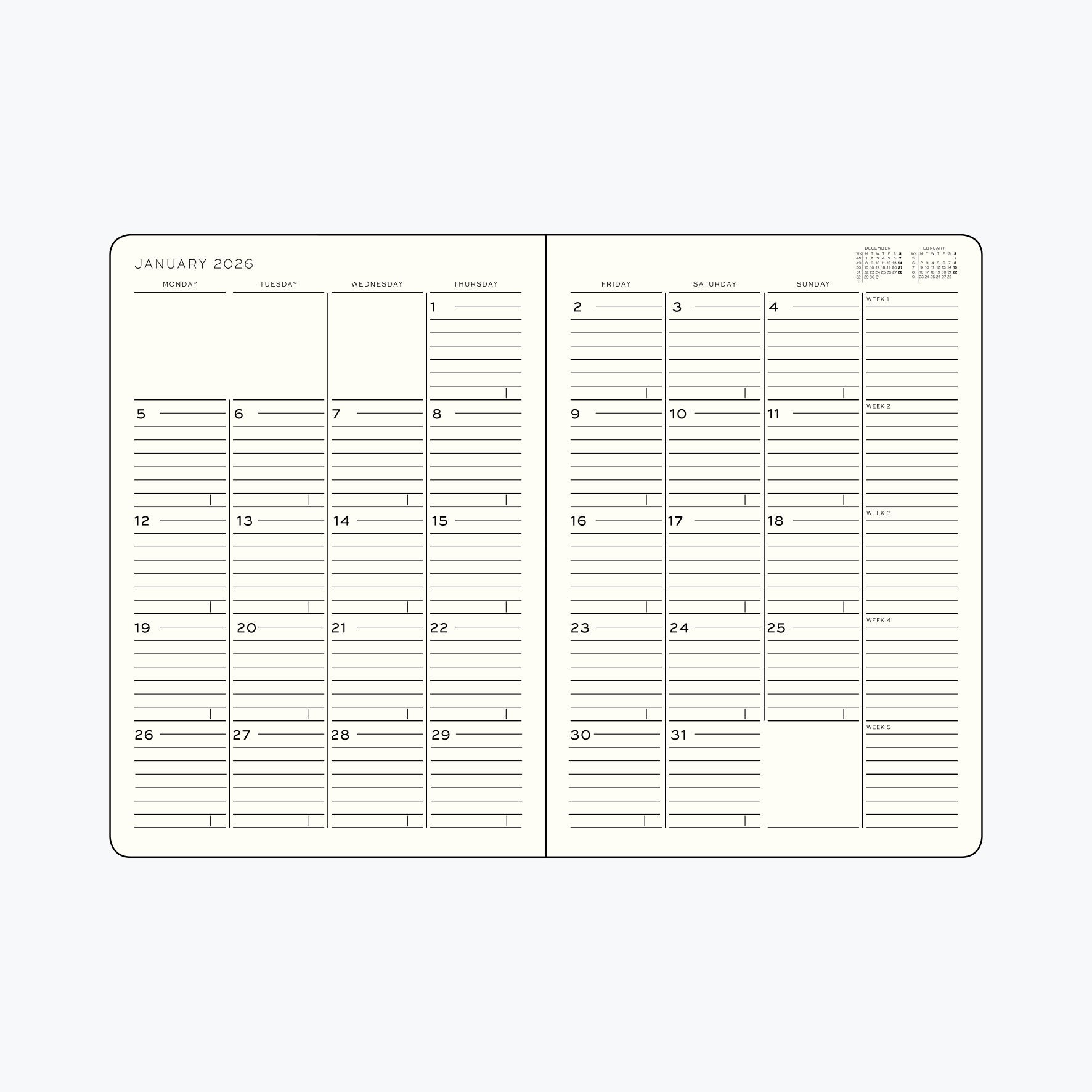 Leuchtturm1917 - 2026 Diary - Monthly Notebook - B5 - Black