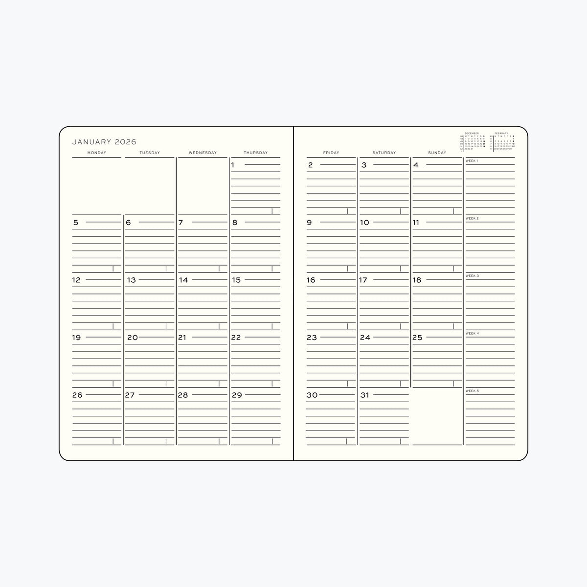 Leuchtturm1917 - 2026 Diary - Monthly Notebook - B5 - Dusty Rose