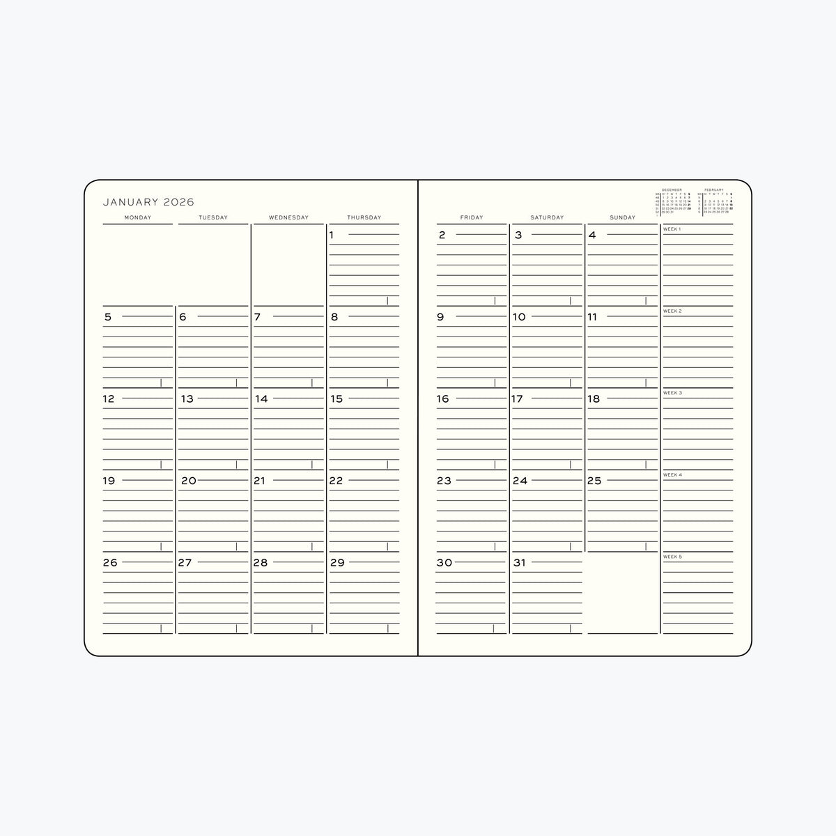 Leuchtturm1917 - 2026 Diary - Monthly Notebook - B5 - Rising Sun