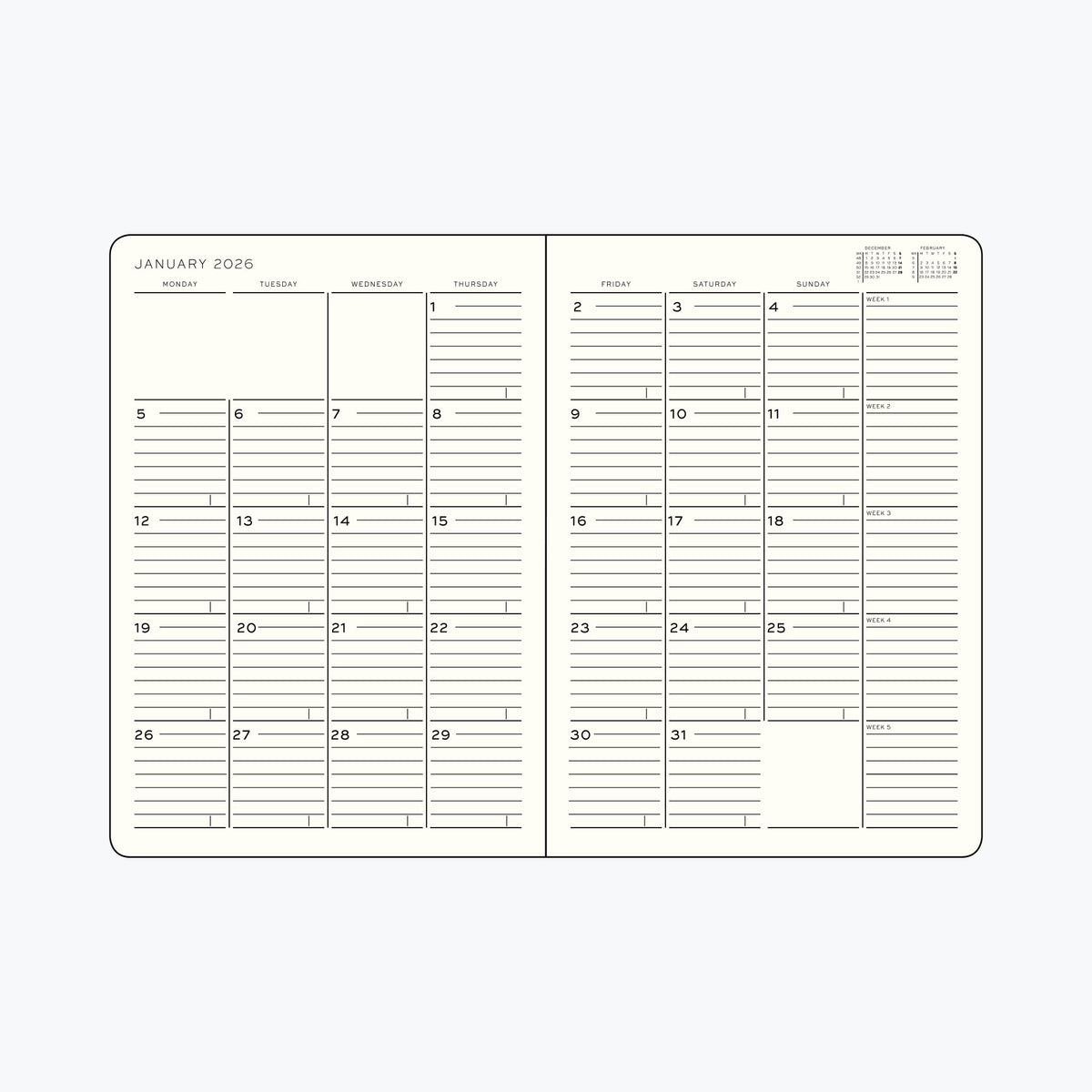 Leuchtturm1917 - 2026 Diary - Monthly Notebook - B6 - Black