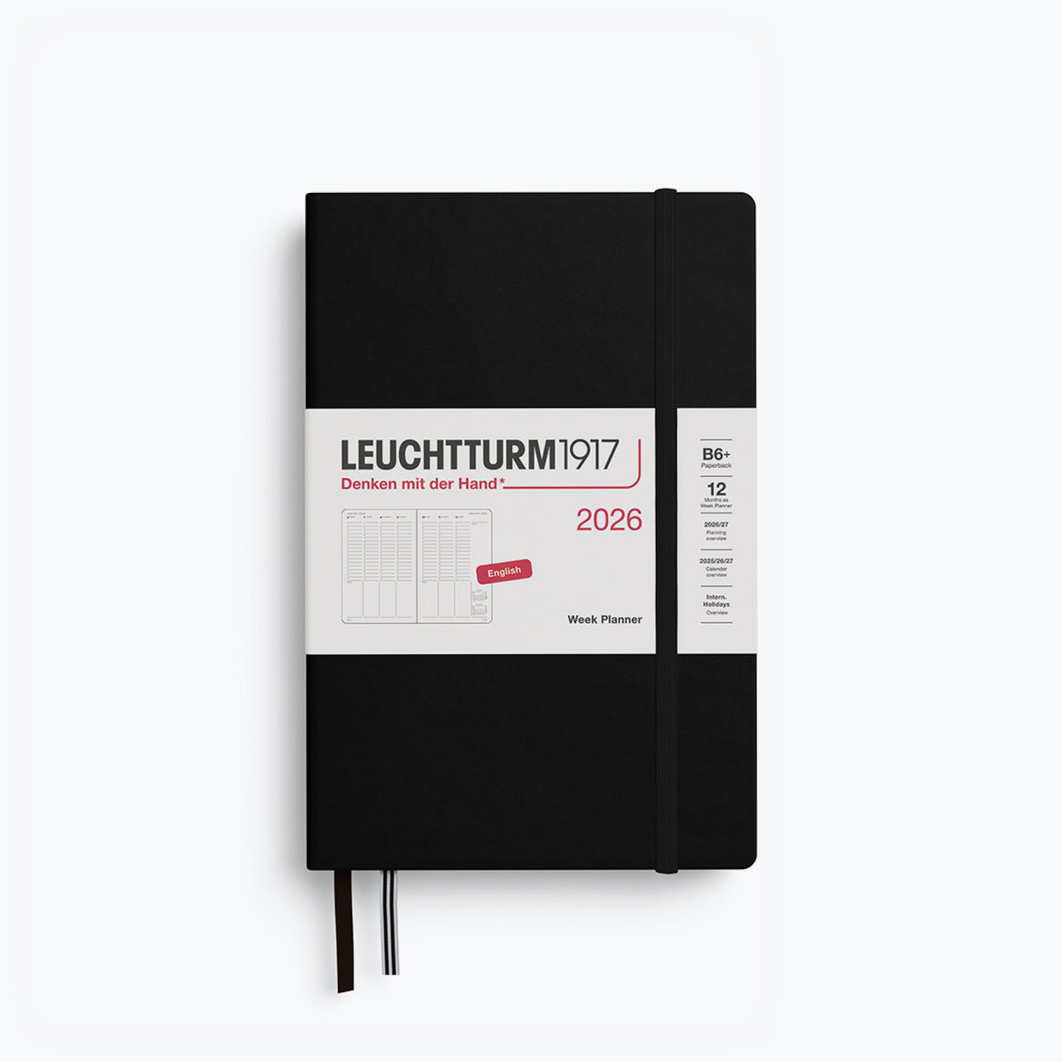 Leuchtturm1917 - 2026 Diary - Week Planner - B6+ - Black