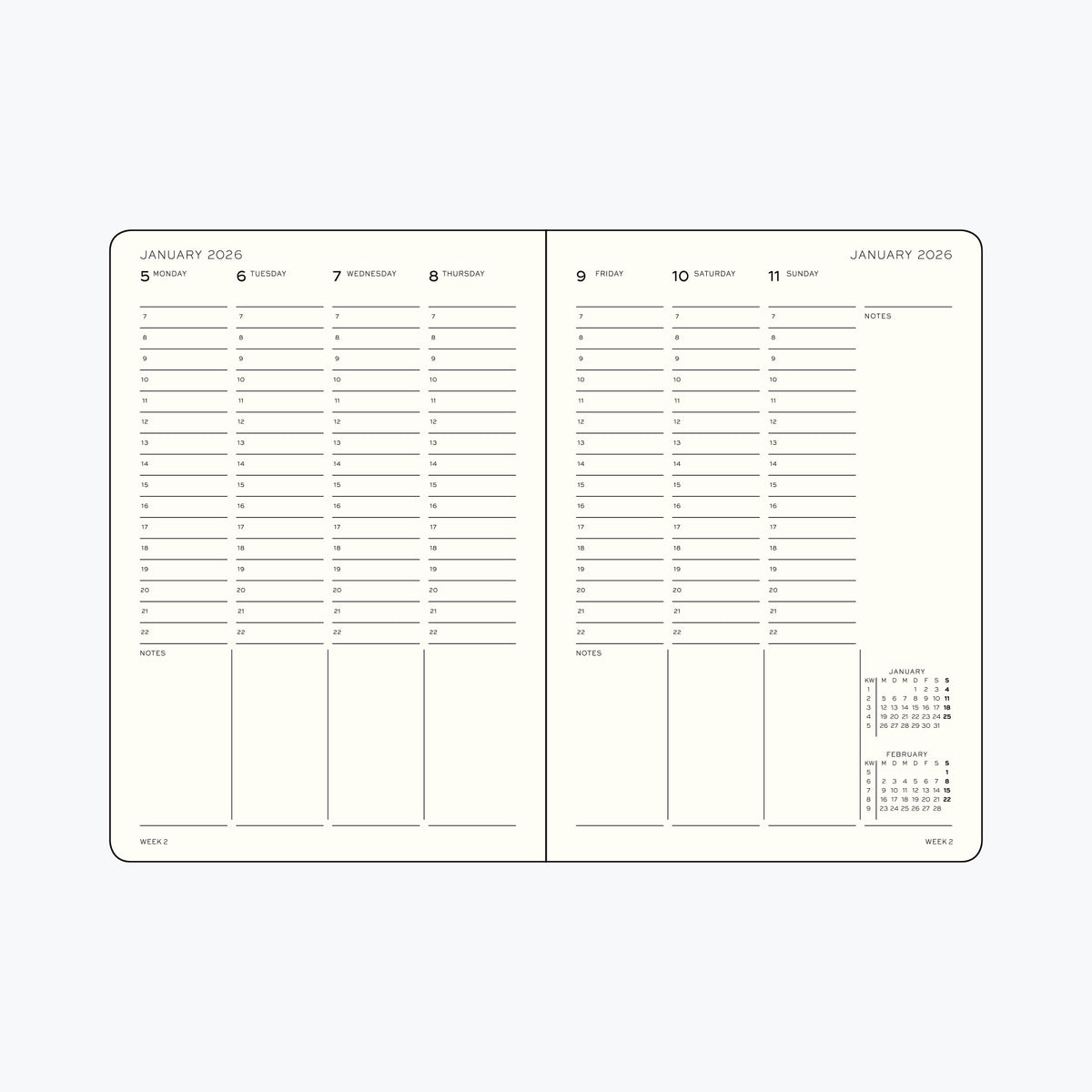 Leuchtturm1917 - 2026 Diary - Week Planner - A4 - Black