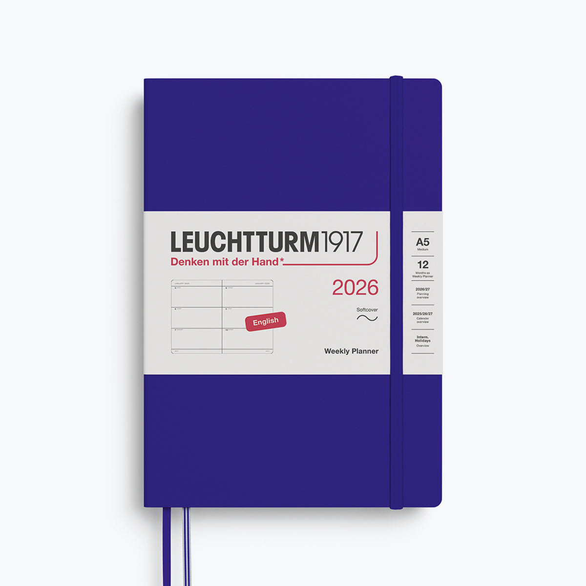 Leuchtturm1917 - 2026 Diary - Weekly Planner - A5 - Ink (Soft)