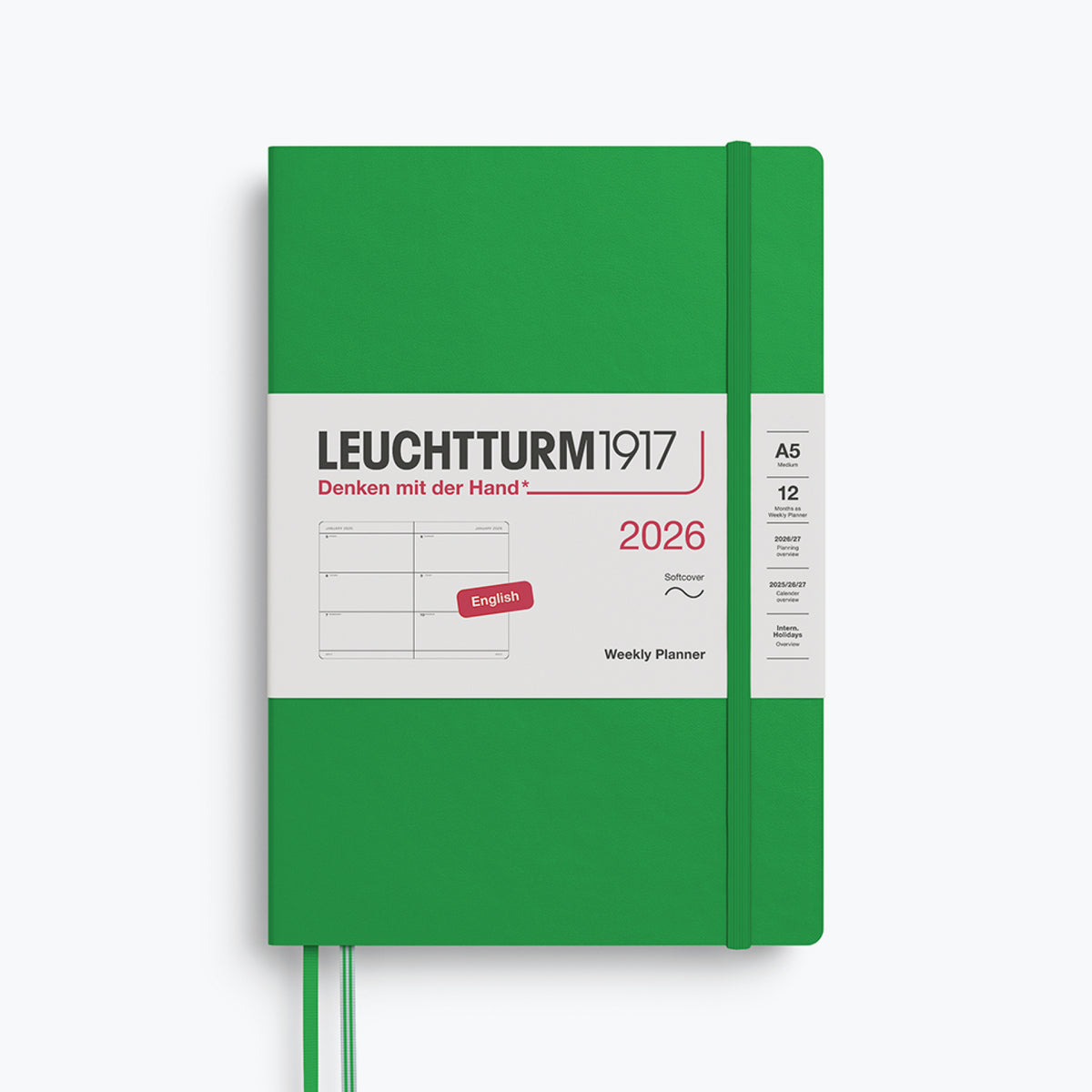 Leuchtturm1917 - 2026 Diary - Weekly Planner - A5 - Spring Leaf (Soft)