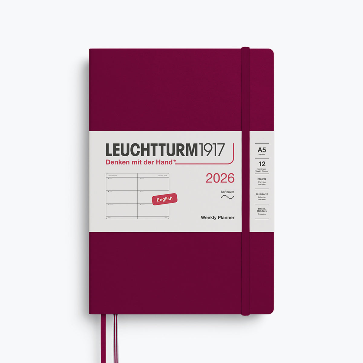 Leuchtturm1917 - 2026 Diary - Weekly Planner - A5 - Port Red (Soft)