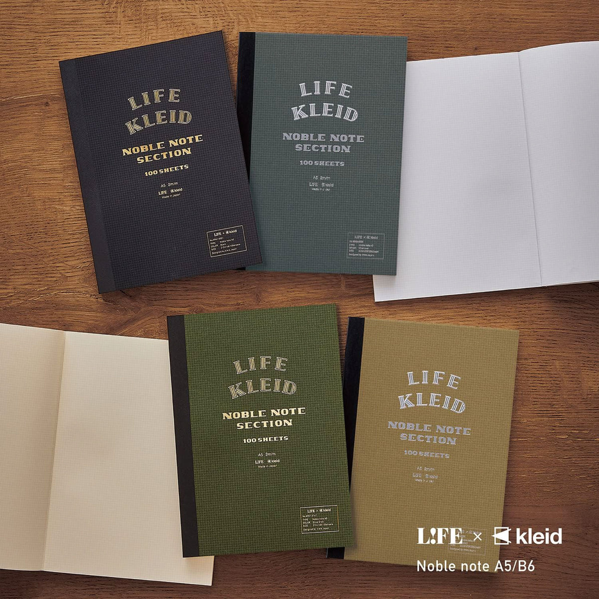 Life x Kleid - Notebook - Noble Note 2mm Grid - B6 - Black