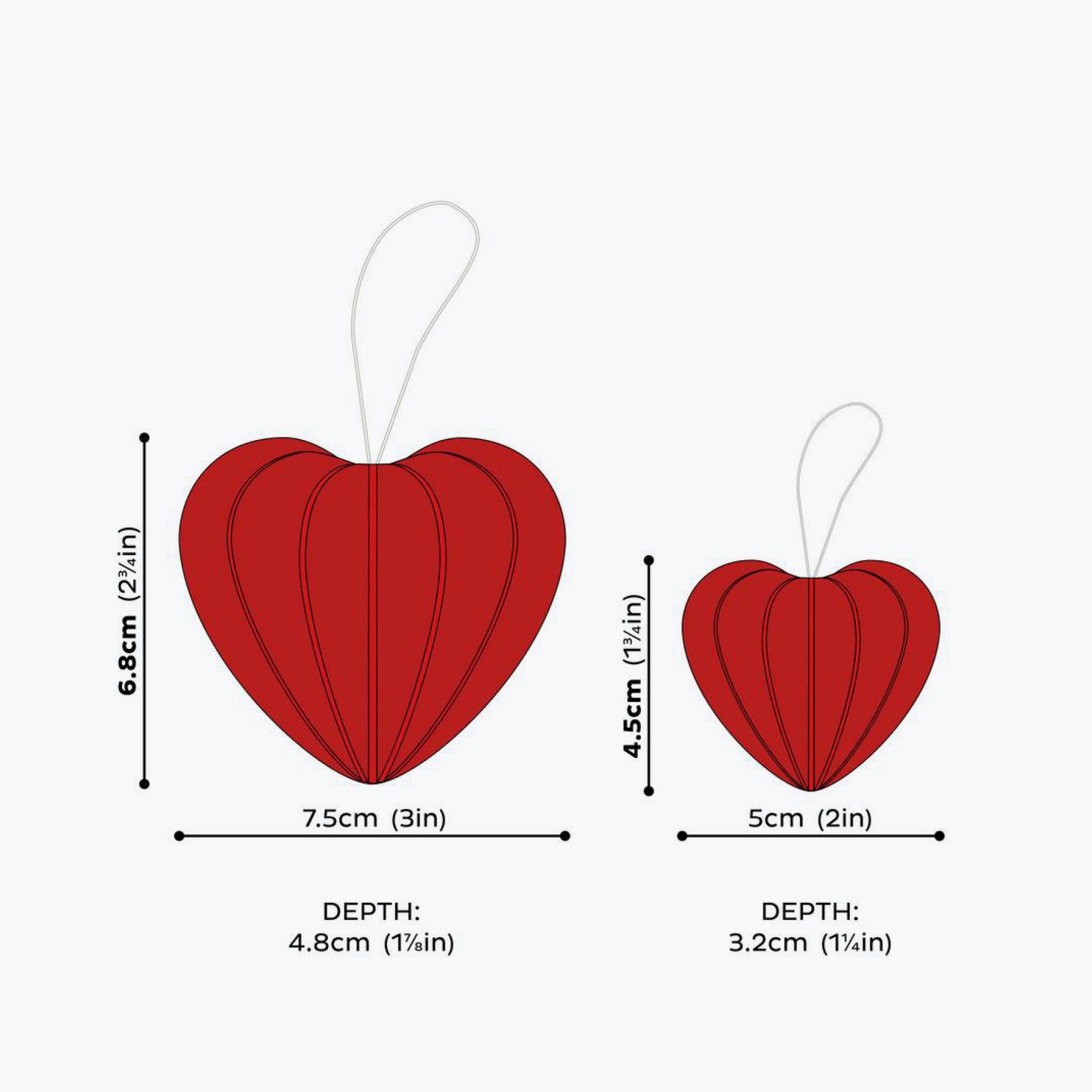 Lovi - Ornament - Heart (Pillow Box) - 4.5cm - Bright Red (Pack of 6)