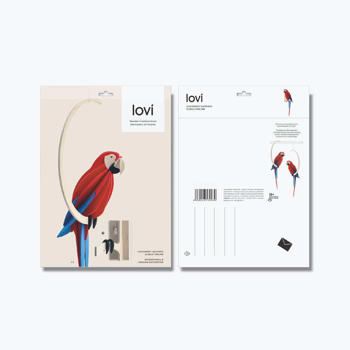 Lovi - Ornament - Parrot - 34cm - Scarlet Macaw