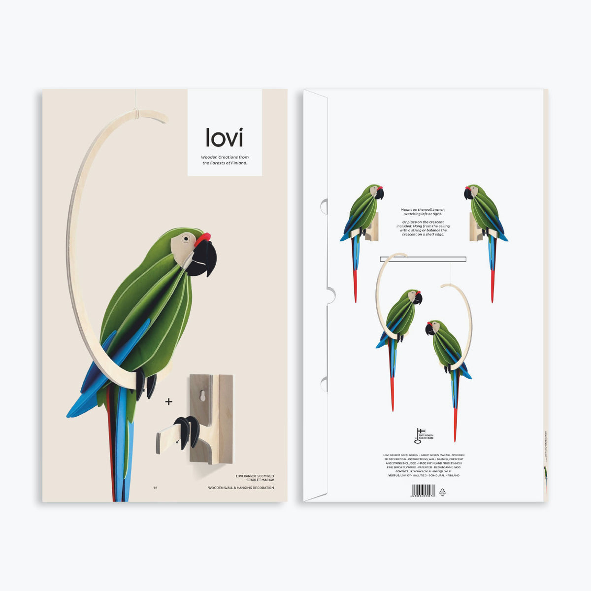 Lovi - Ornament - Parrot - 50cm - Great Green Macaw