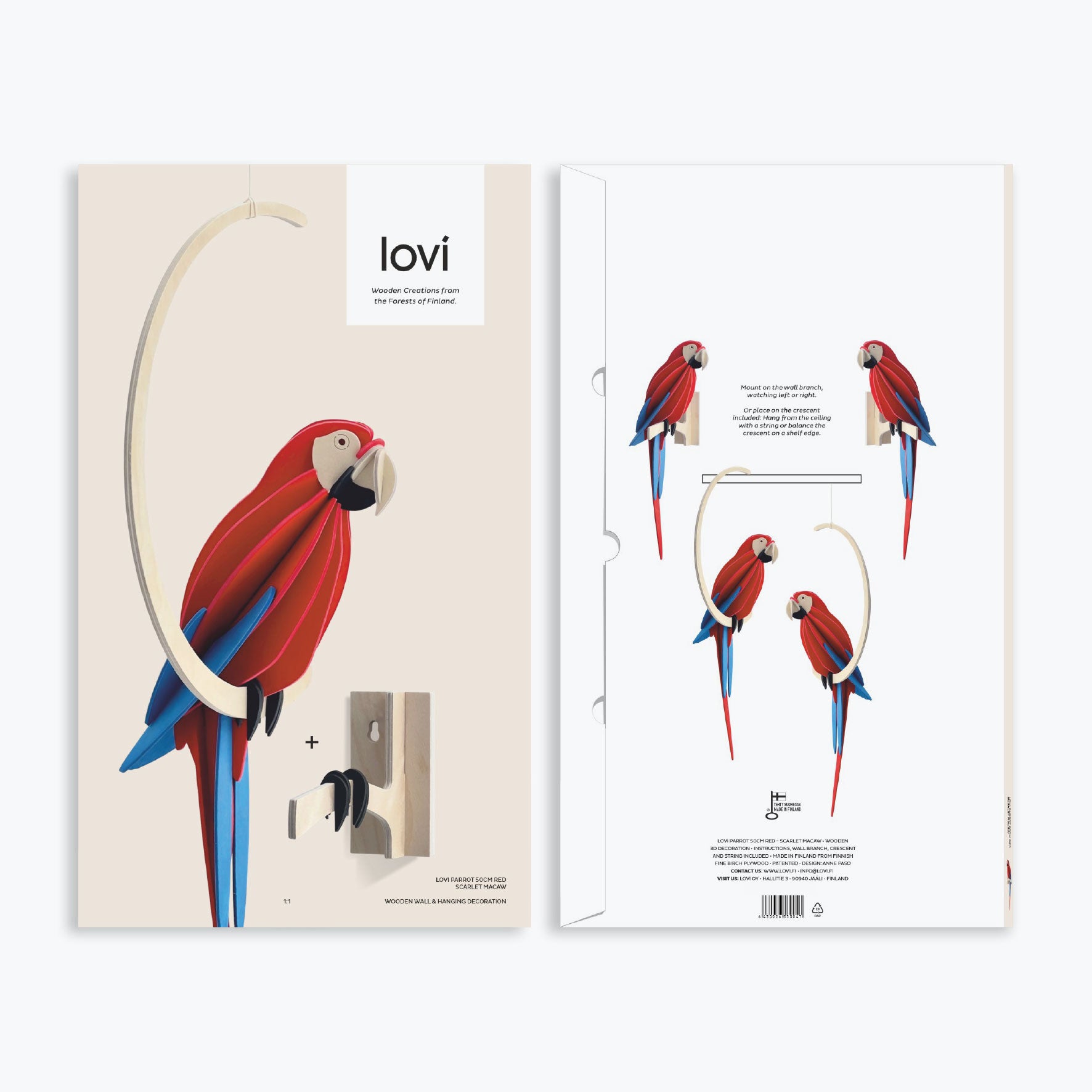 Lovi - Ornament - Parrot - 50cm - Scarlet Macaw