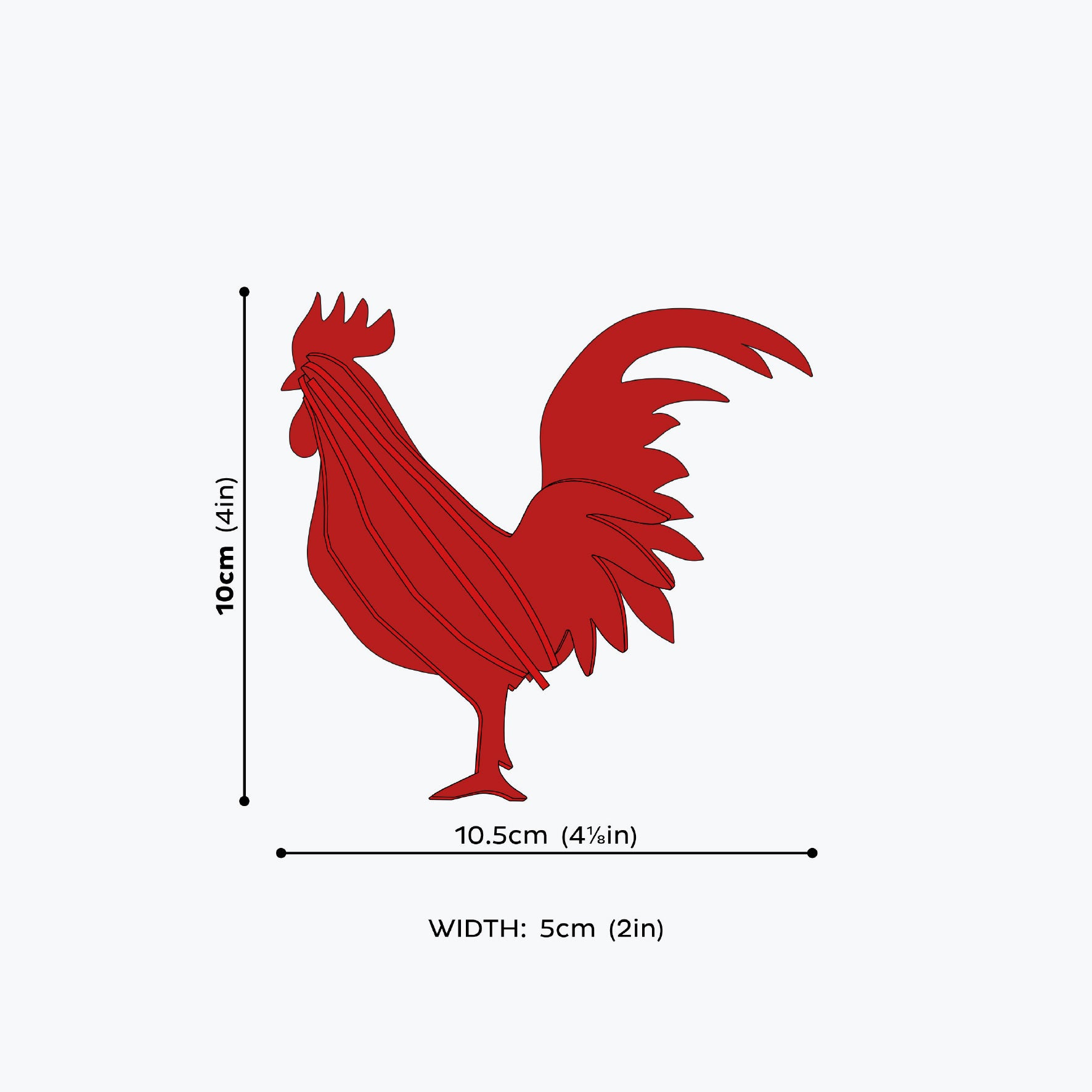 Lovi - Ornament - Rooster - 10cm - Red