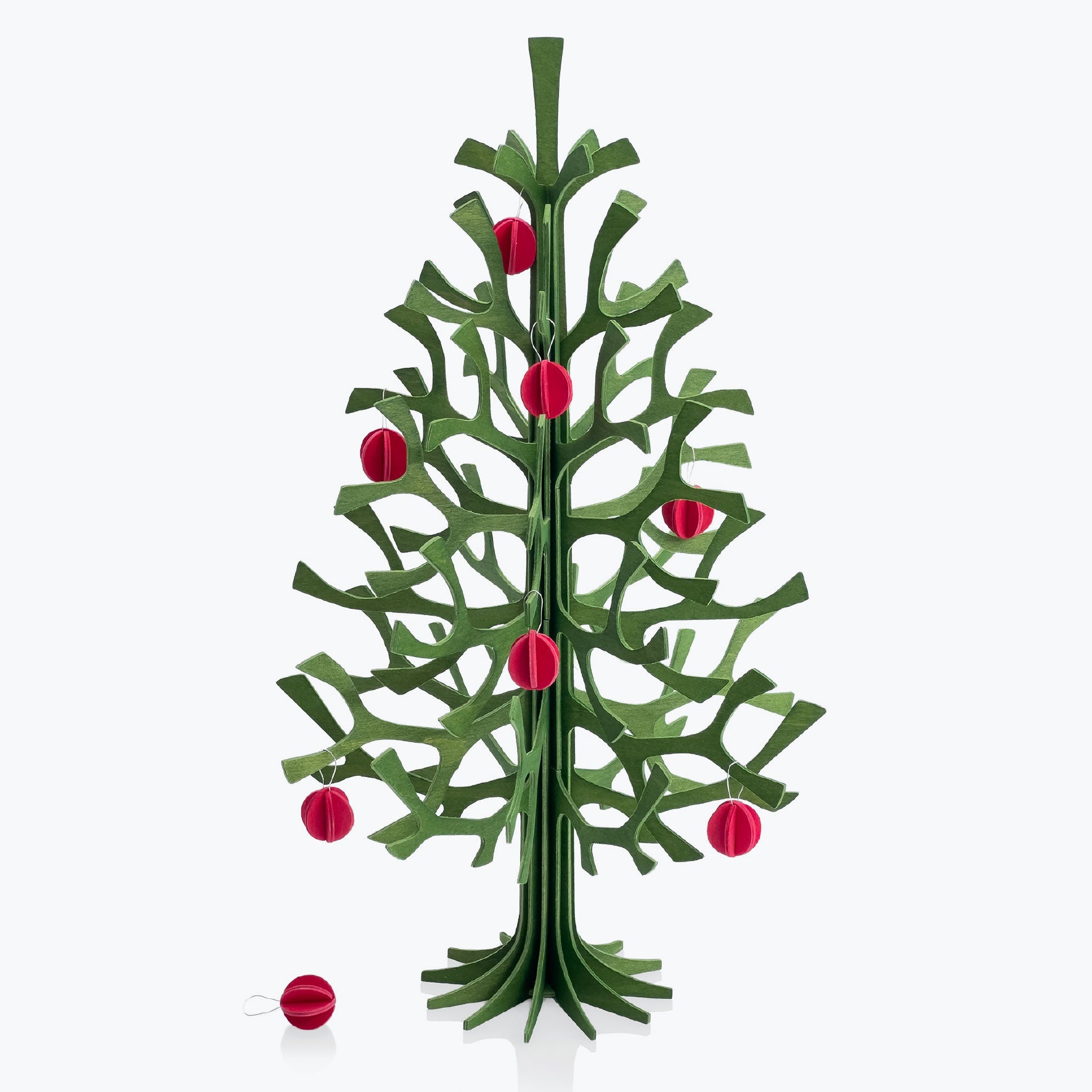 Lovi - Ornament - Spruce Tree - 30cm - Forest Green (Bright Red Minibaubles)