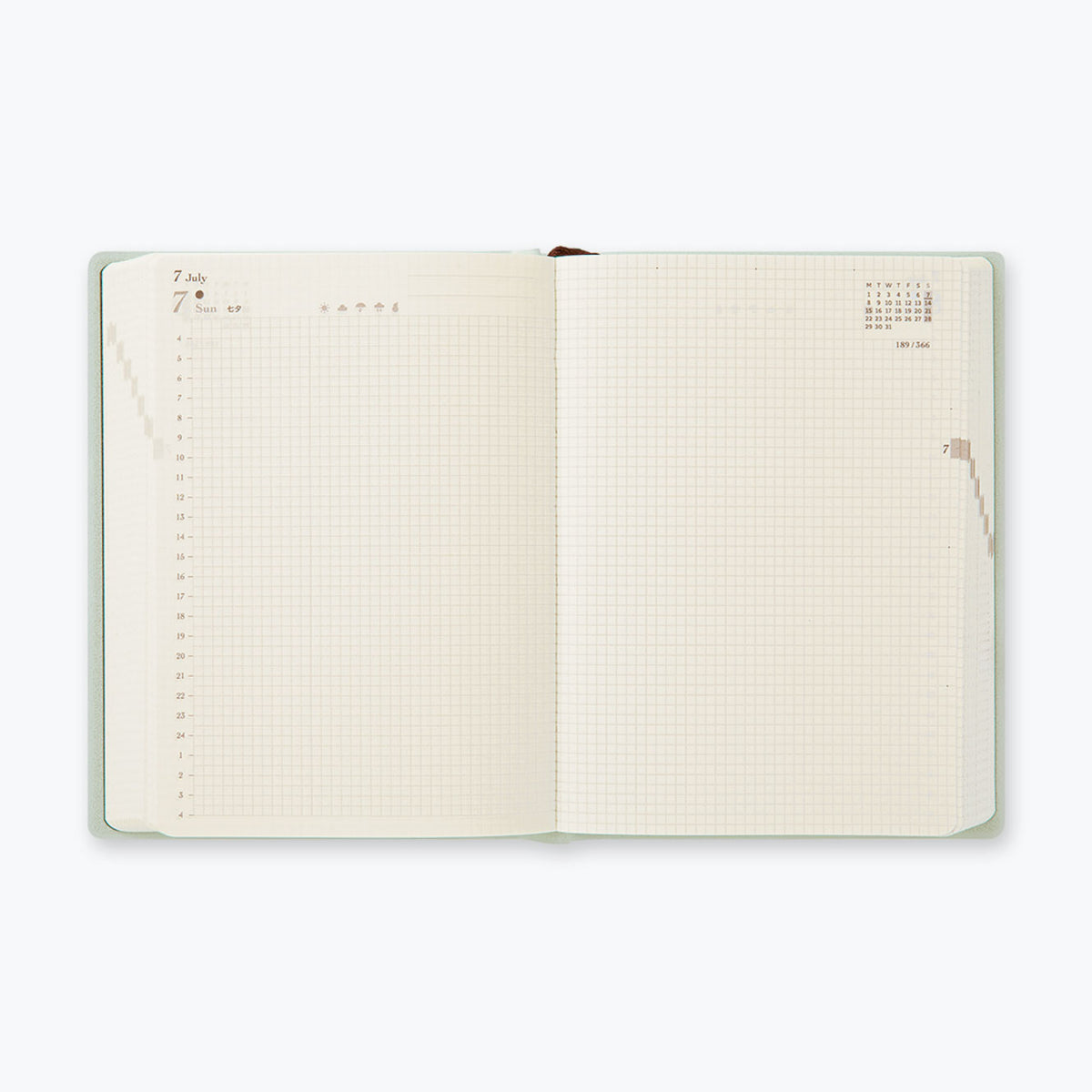 Midori - 2025 Diary - Hibino - A6 - Blue-Green