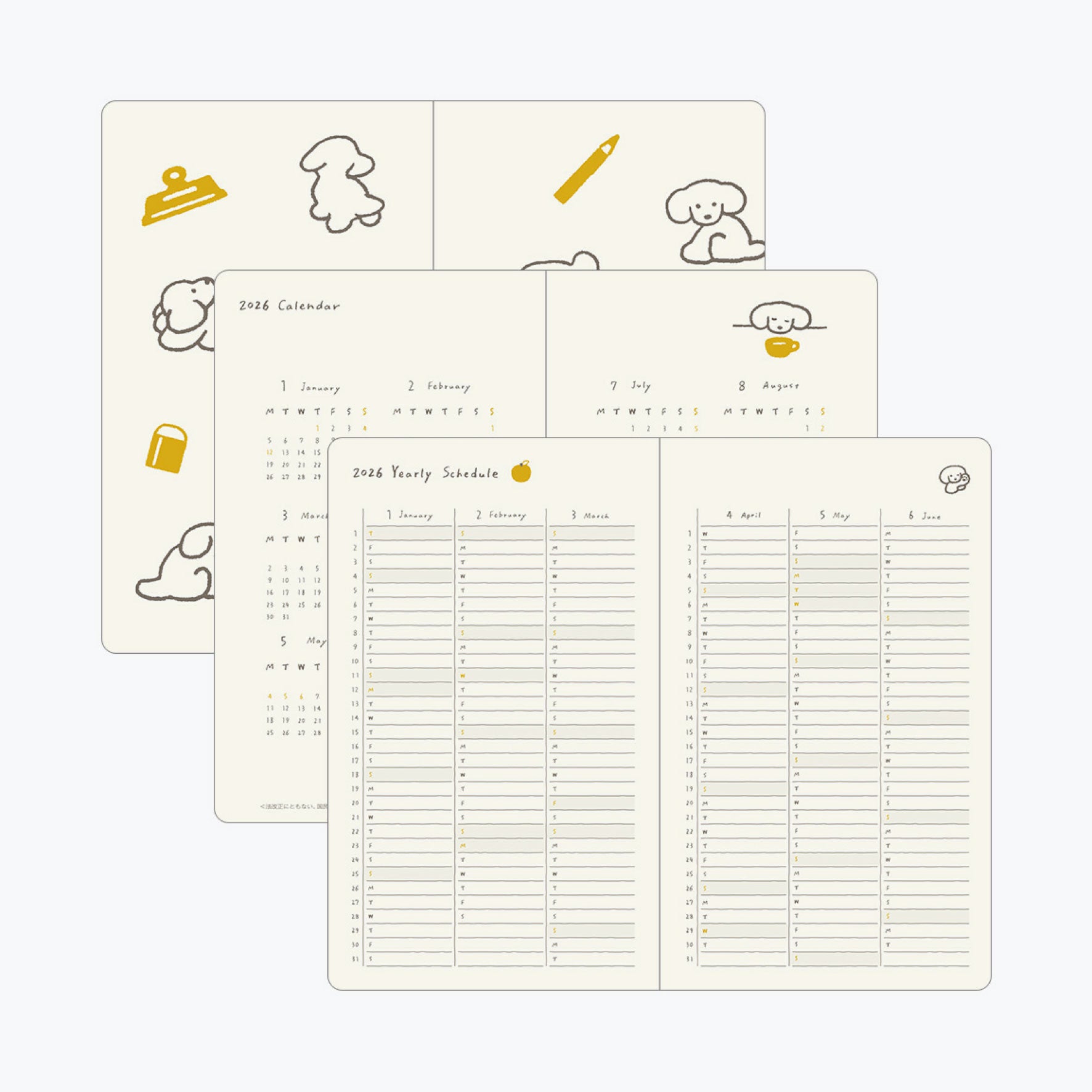 Midori - 2026 Diary - Book Style - B6 - Dogs
