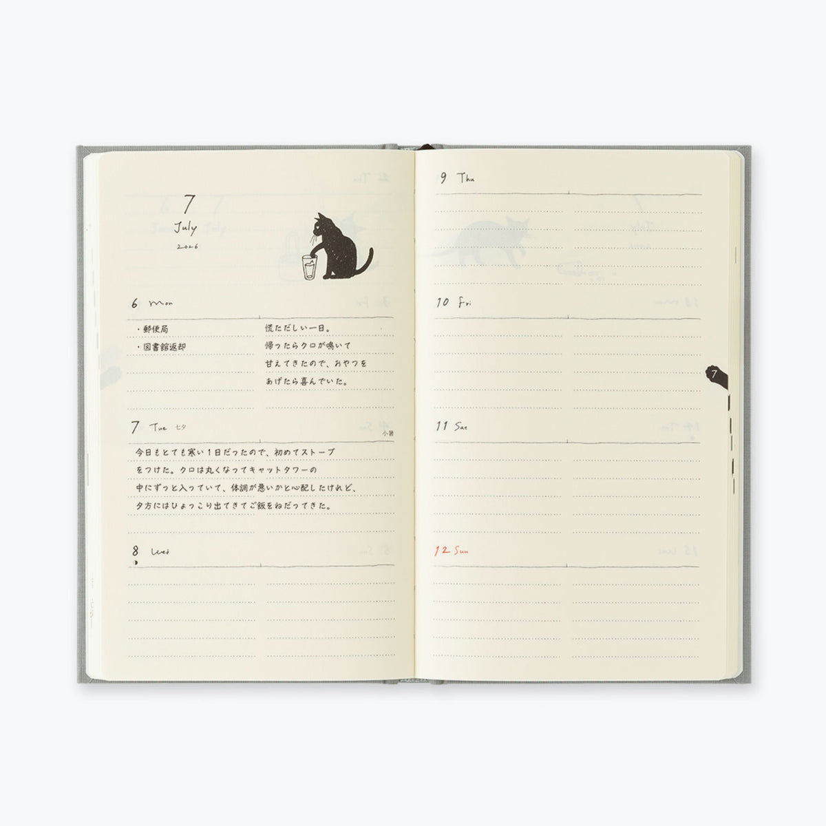 Midori - 2026 Diary - Book Style - B6 - Cats