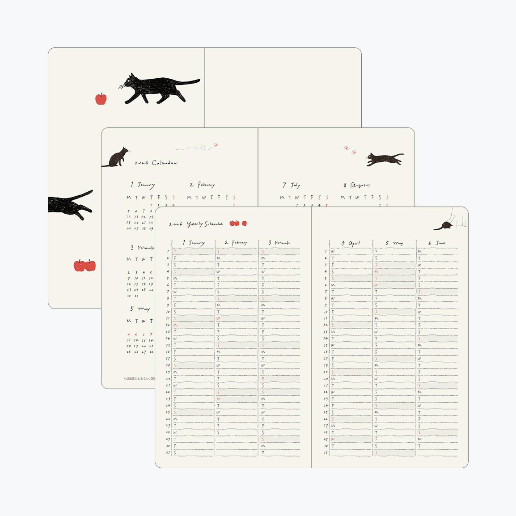 Midori - 2026 Diary - Book Style - B6 - Cats