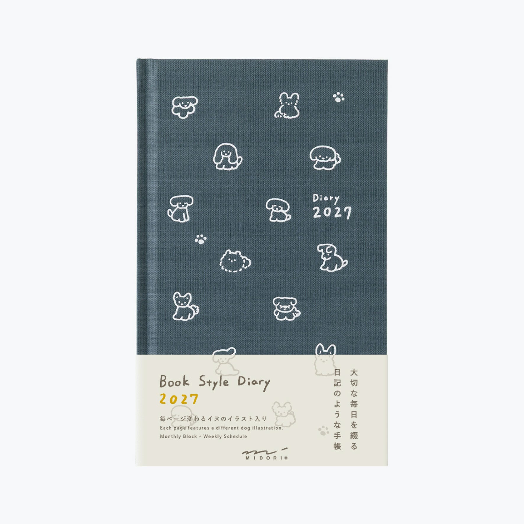 Midori - 2027 Diary - Book Style - B6 - Dogs Navy