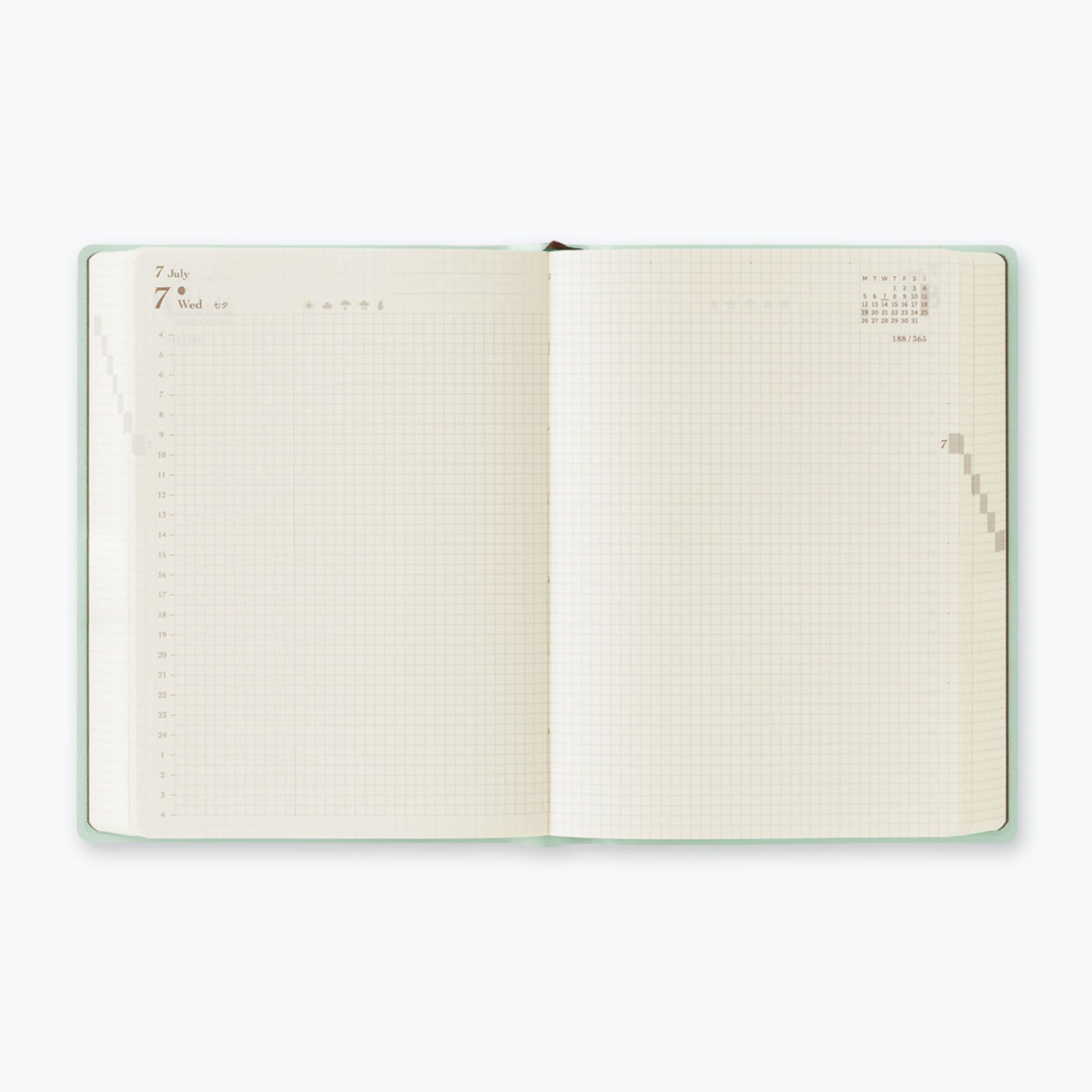 Midori - 2027 Diary - Hibino - A6 - Blue-Green