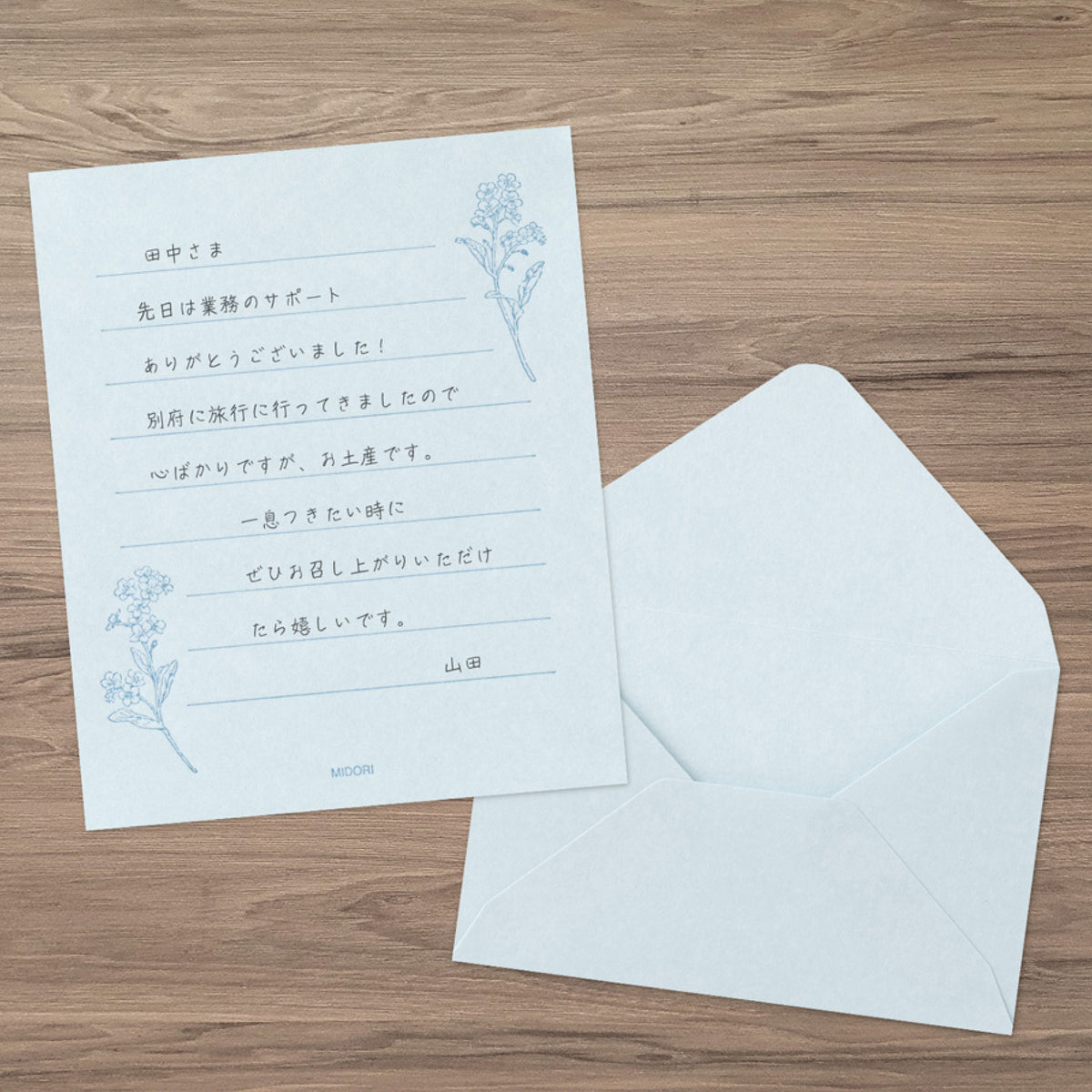Midori - Letter Set - Hanairo Washi - Blue