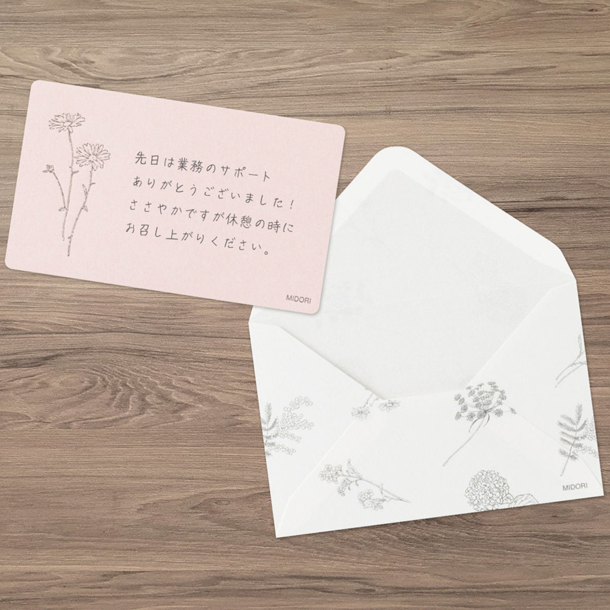 Midori - Card Set - Hanairo Washi - Pink