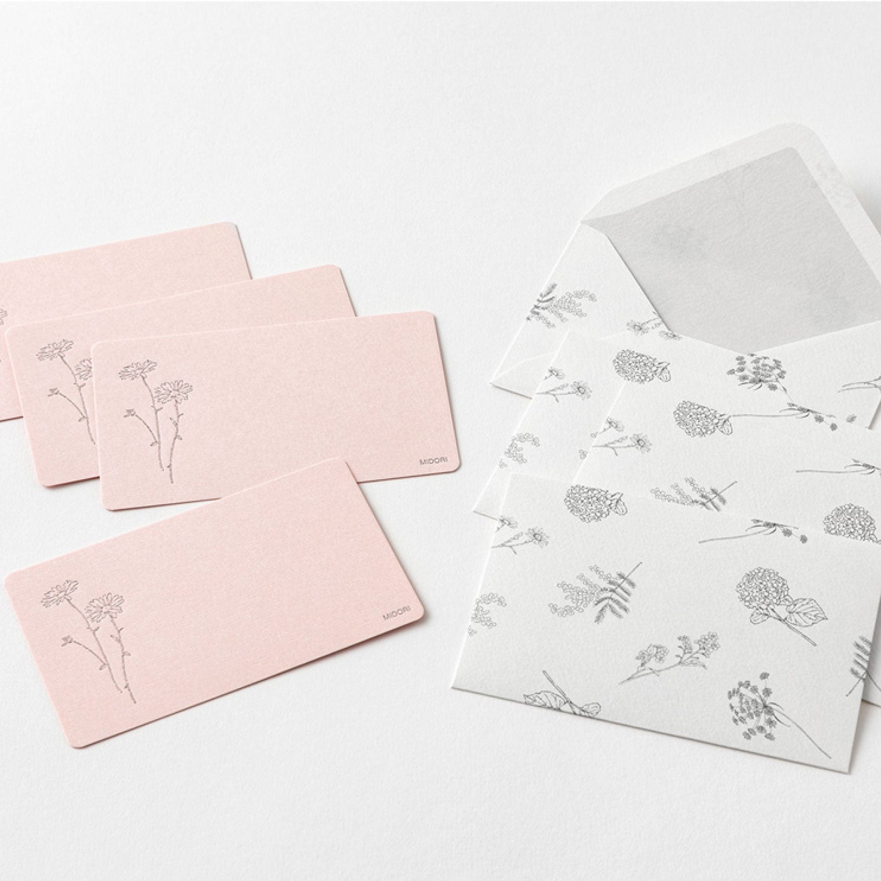 Midori - Card Set - Hanairo Washi - Pink