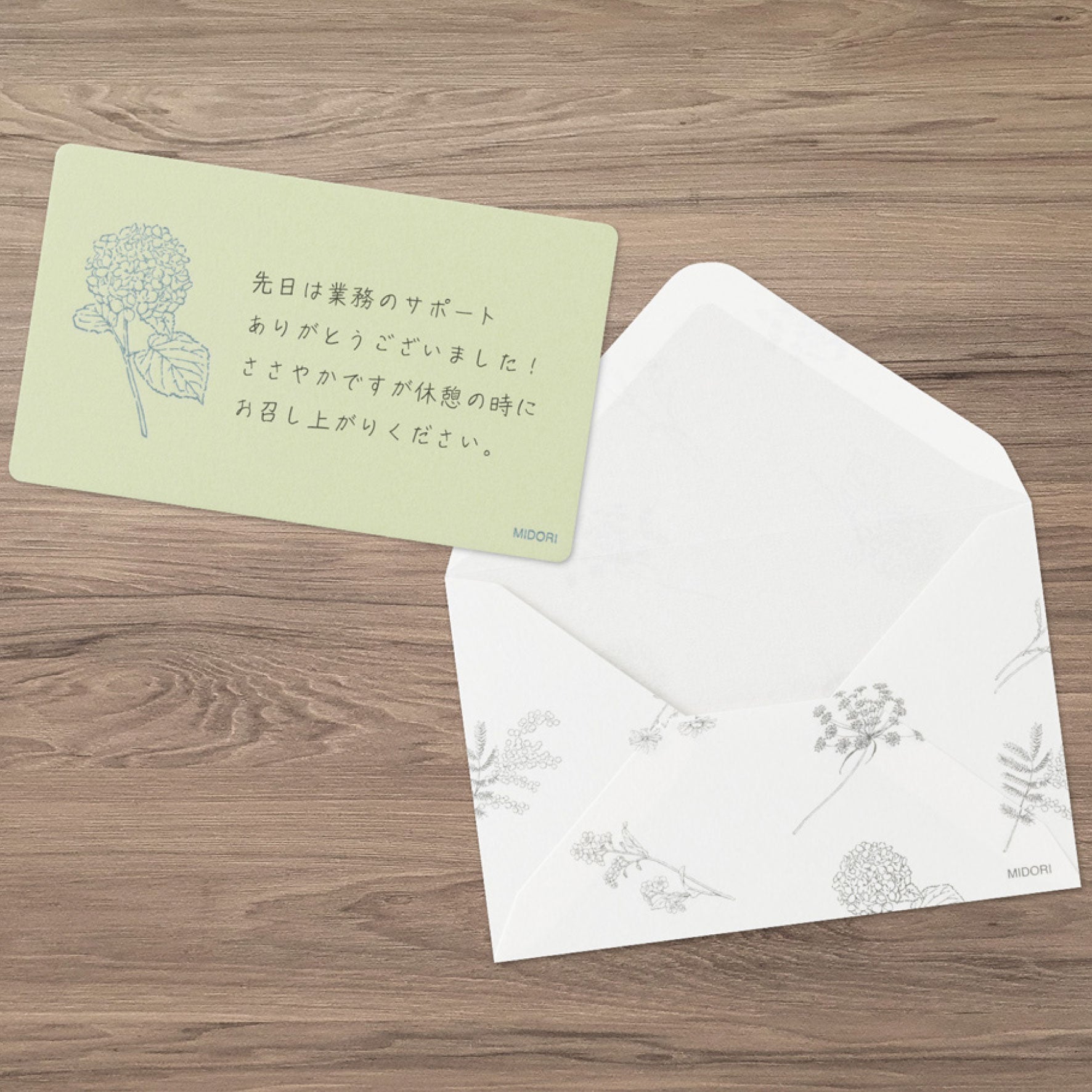 Midori - Card Set - Hanairo Washi - Green