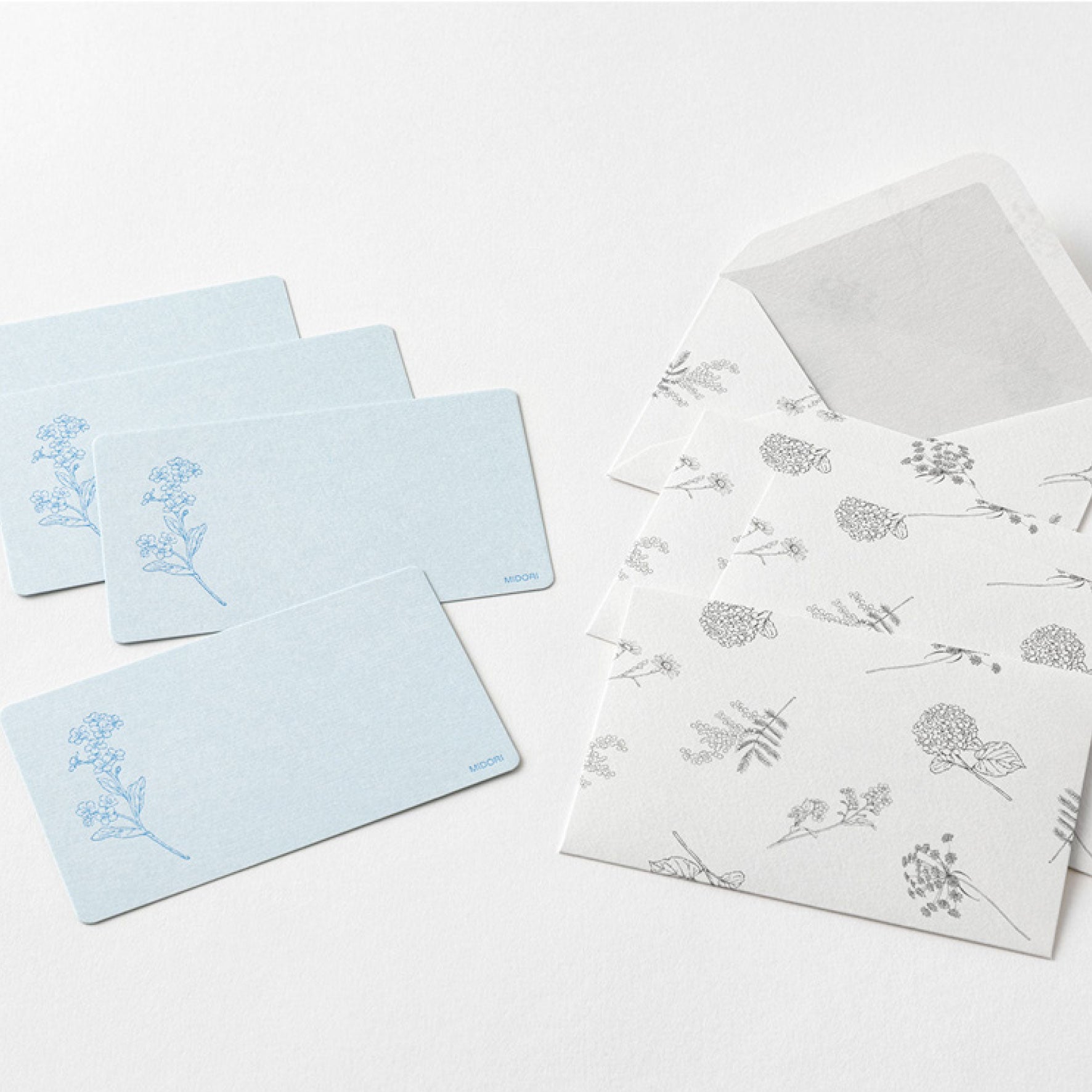 Midori - Card Set - Hanairo Washi - Blue
