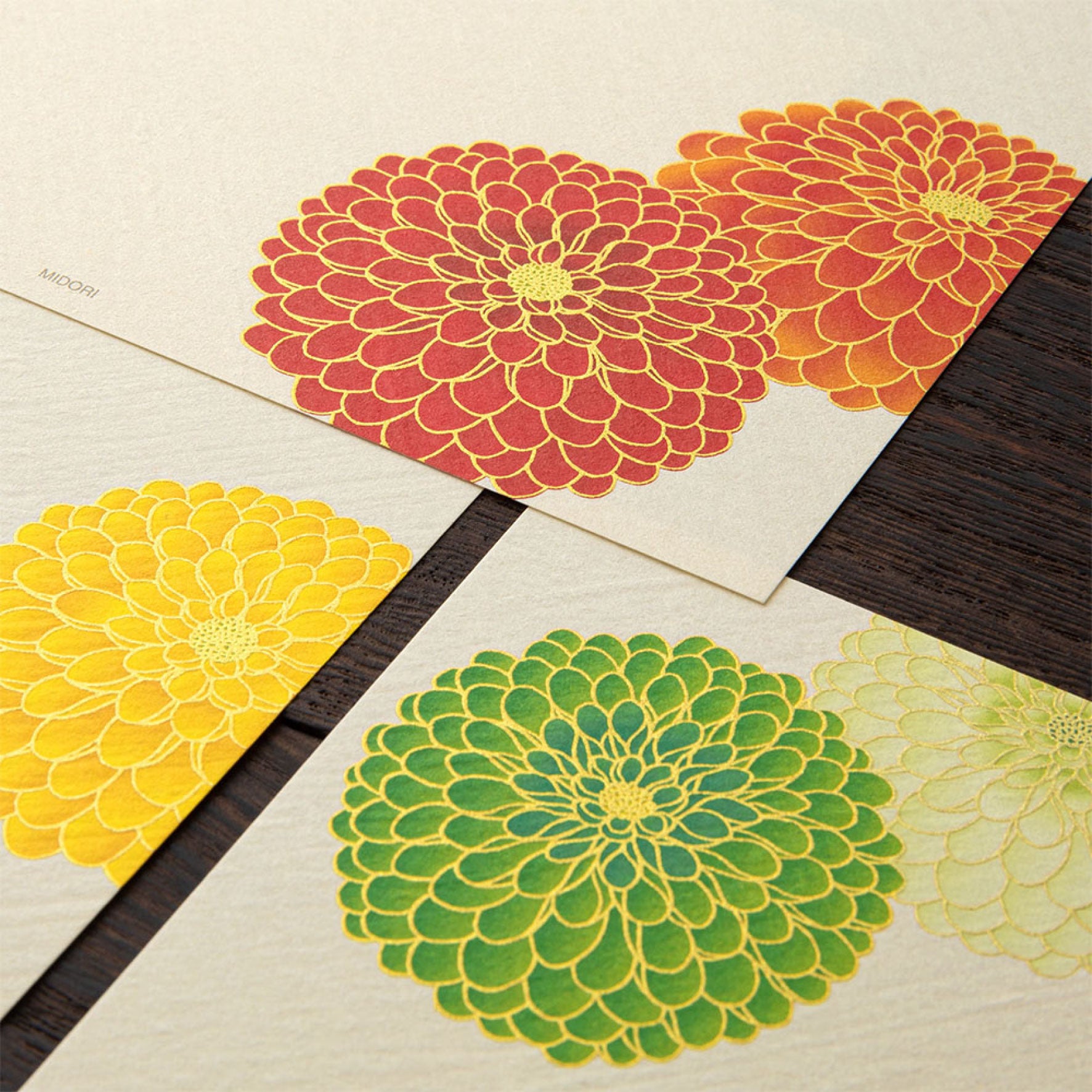 Midori - Letter Set - Kami - Pompon Chrysanthemum