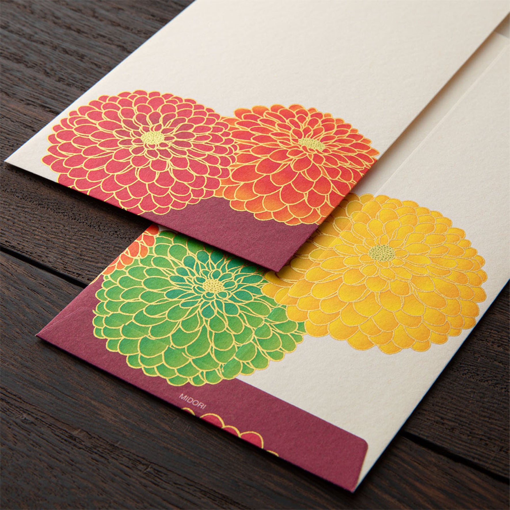 Midori - Letter Set - Kami - Pompon Chrysanthemum