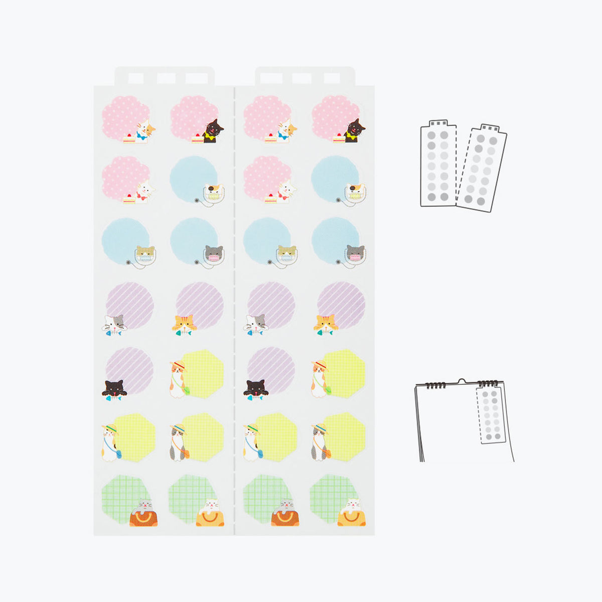 Midori - Planner Sticker - Calendar - Cats Large <Outgoing>