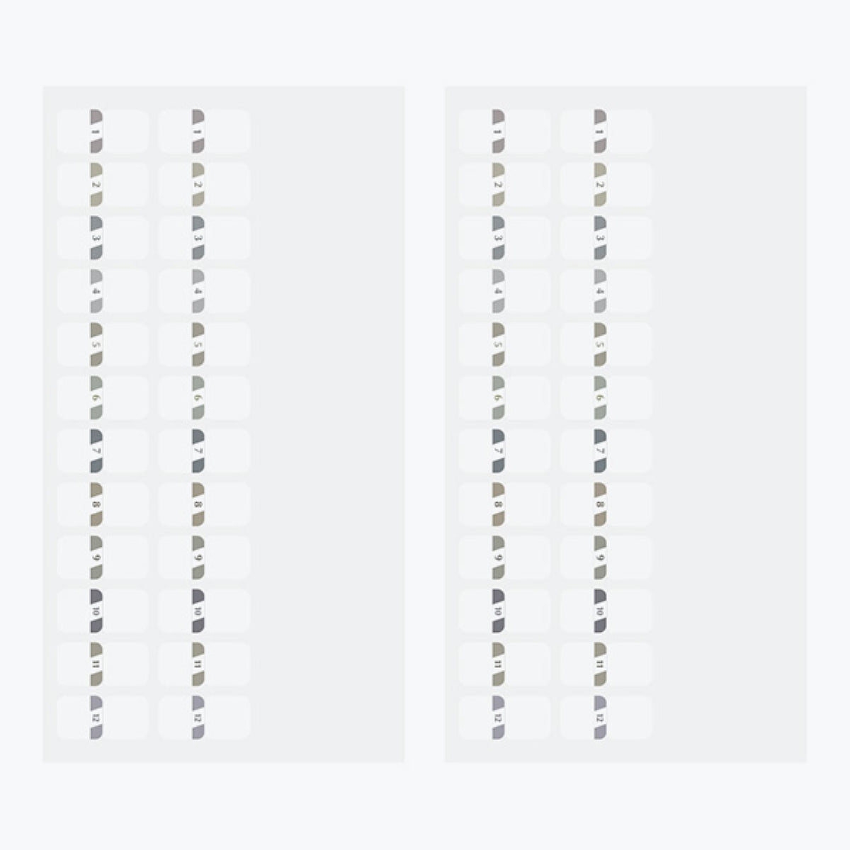 Midori - Planner Sticker - Index Labels - Numbers - Grey