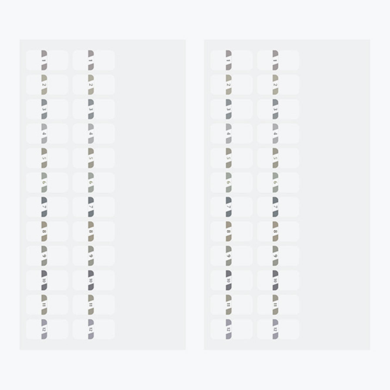 Midori - Planner Sticker - Index Labels - Numbers - Grey