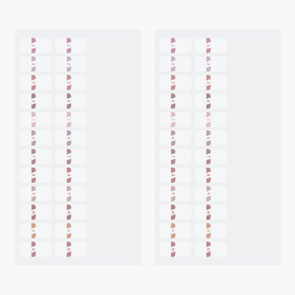 Midori - Planner Sticker - Index Labels - Numbers - Pink