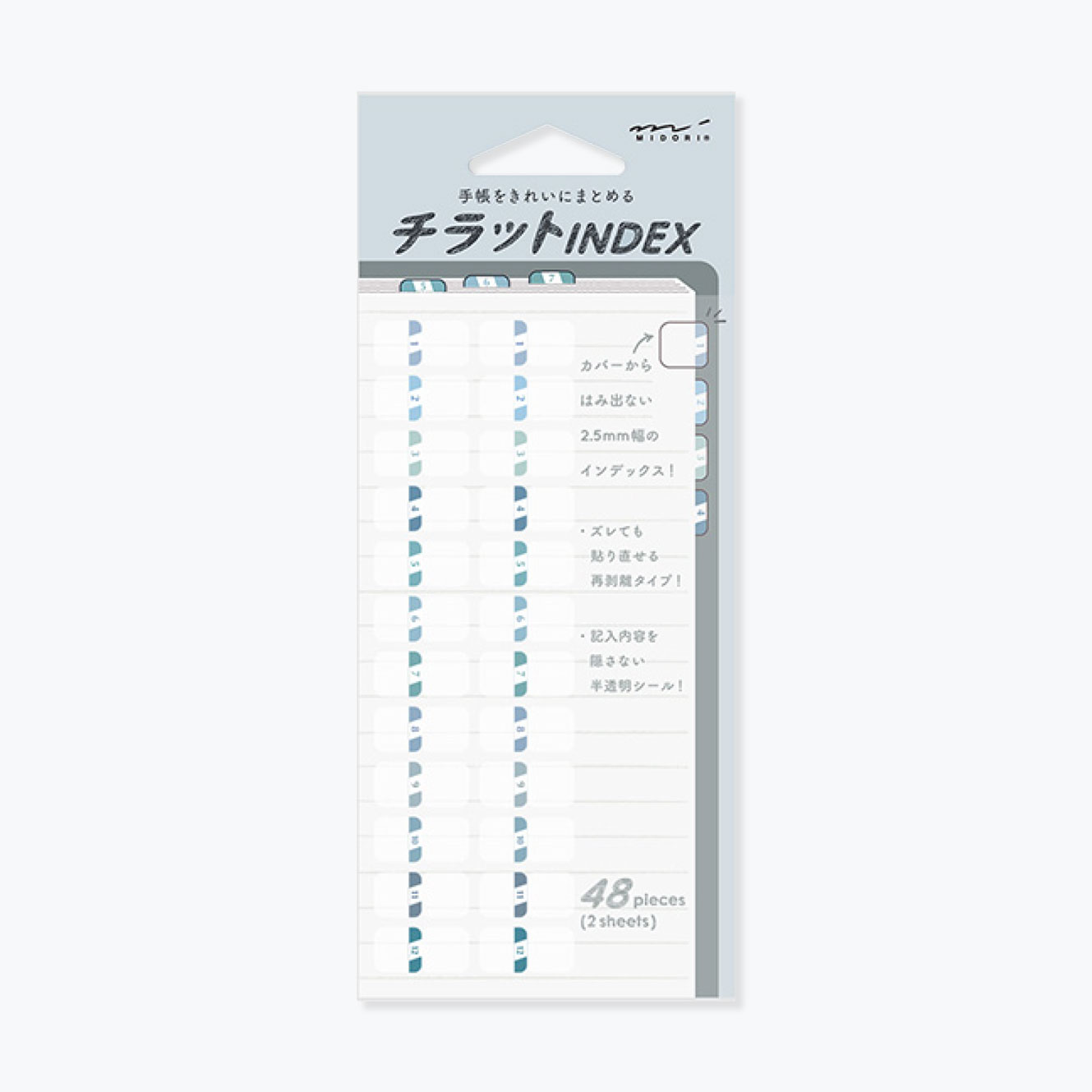 Midori - Planner Sticker - Index Labels - Numbers - Blue