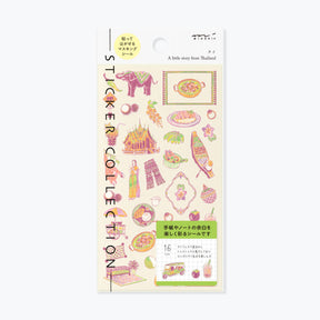 Midori sticker sheet with Thai culture motifs in soft colours