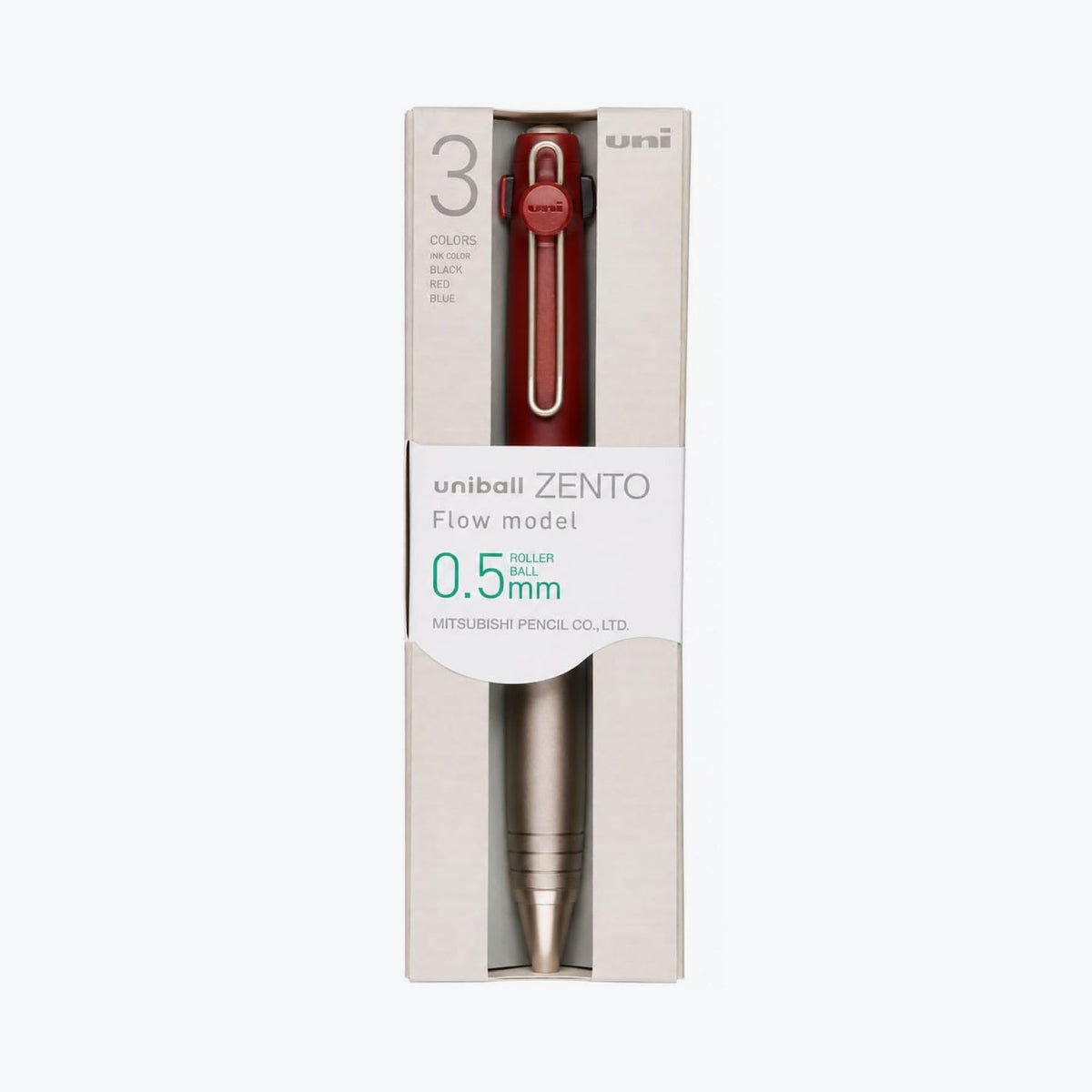 Mitsubishi Uni - Ballpoint Pen - Zento 3 - Flow - 0.5mm - Burgundy