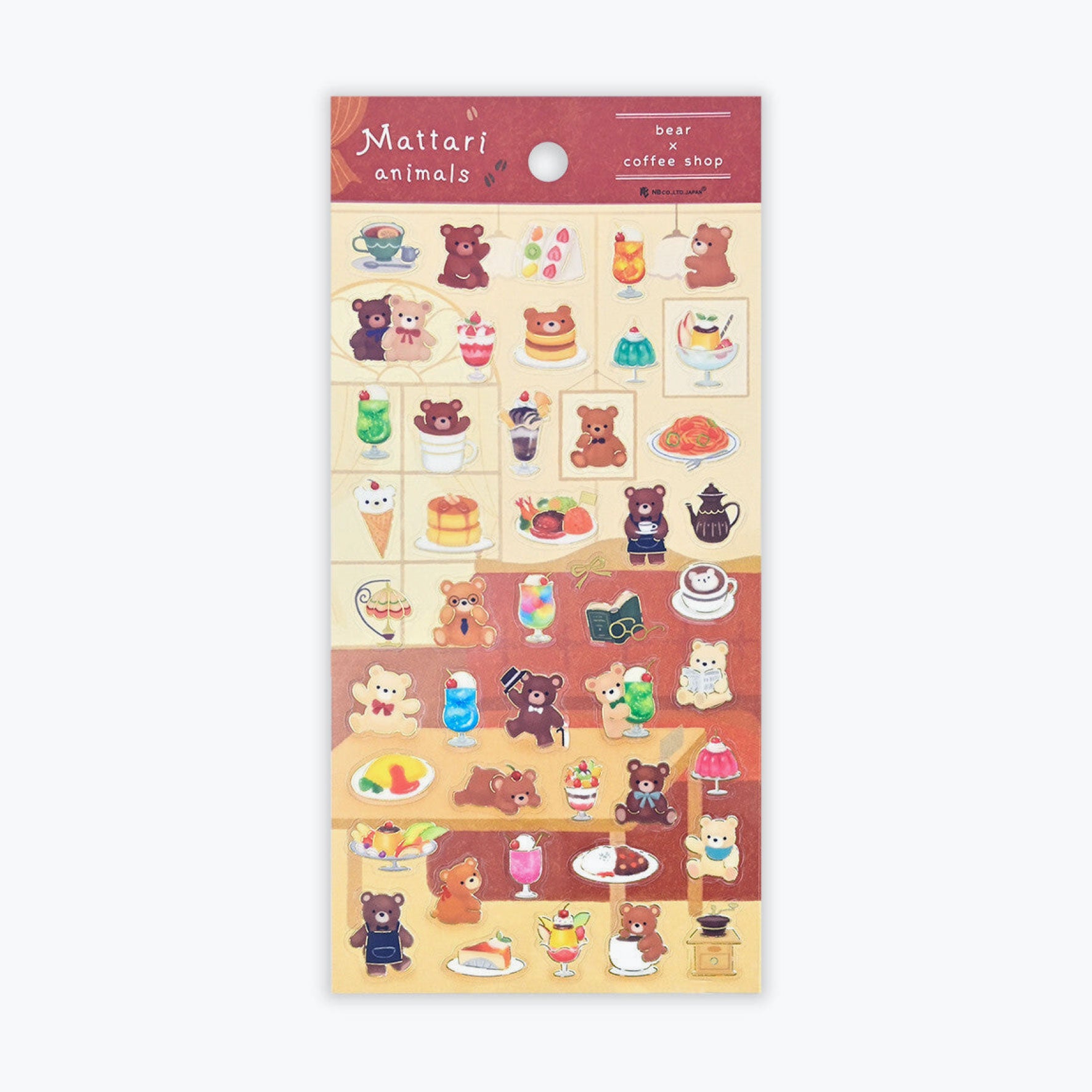 NB Japan - Planner Sticker - Mattari Animals Relaxing - Bear x Coffee Shop